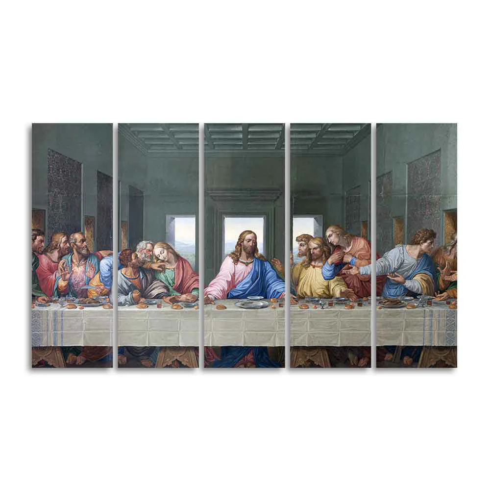 Last supper of Jesus 5 Pieces Canvas Wall Painting - Image 4