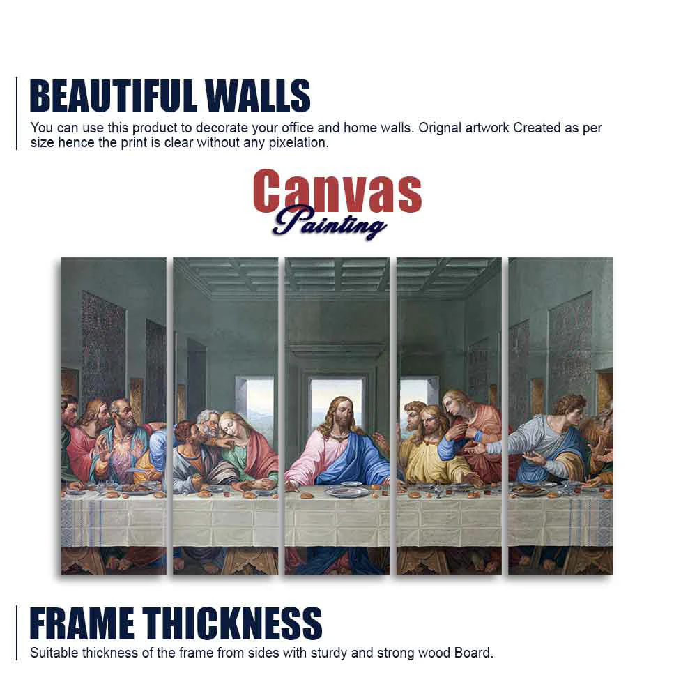 Last supper of Jesus 5 Pieces Canvas Wall Painting - Image 5