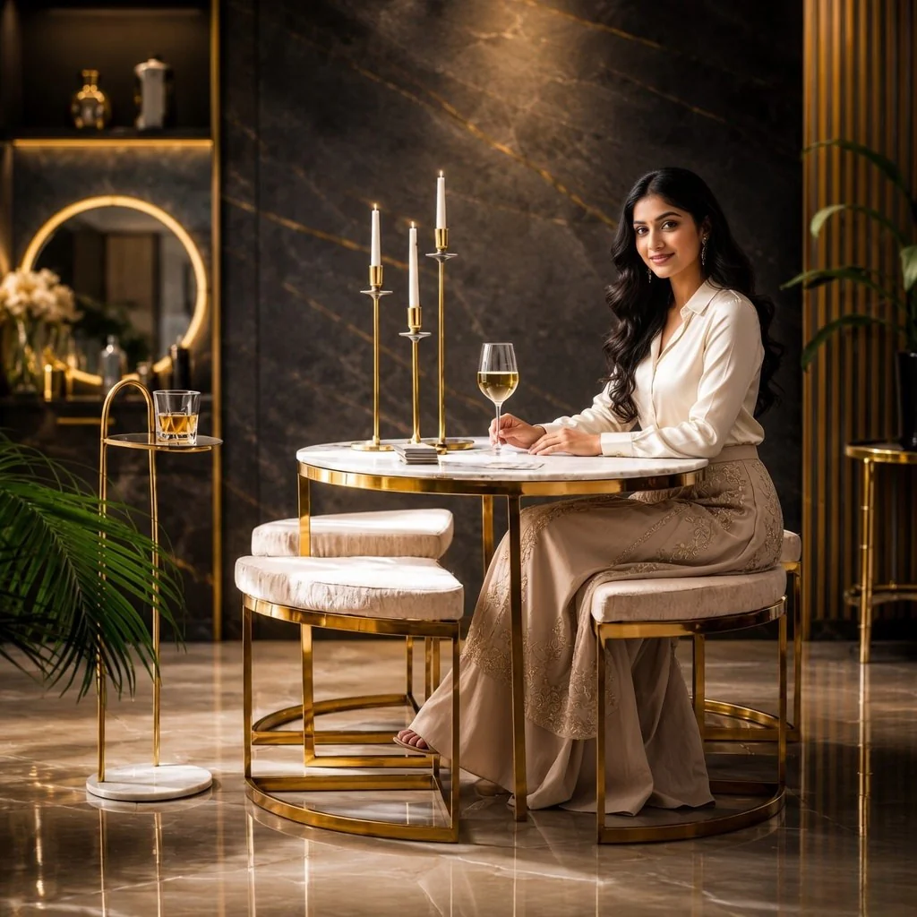 Lavish Center Table with 4 Accent Stools - Image 3