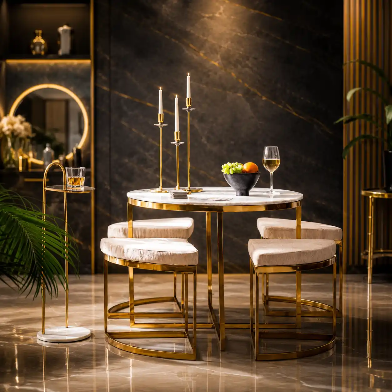 Lavish Center Table with 4 Accent Stools - Image 4
