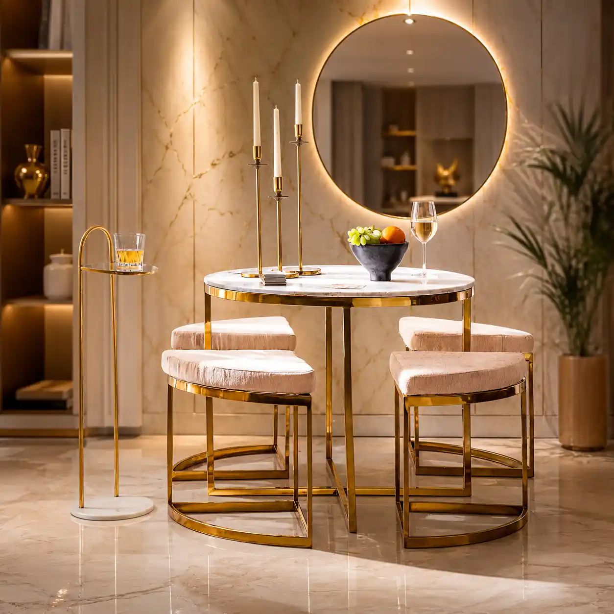 Lavish Center Table with 4 Accent Stools - Image 5