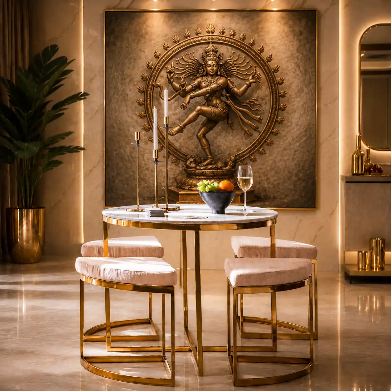 Lavish Center Table with 4 Accent Stools - Image 7