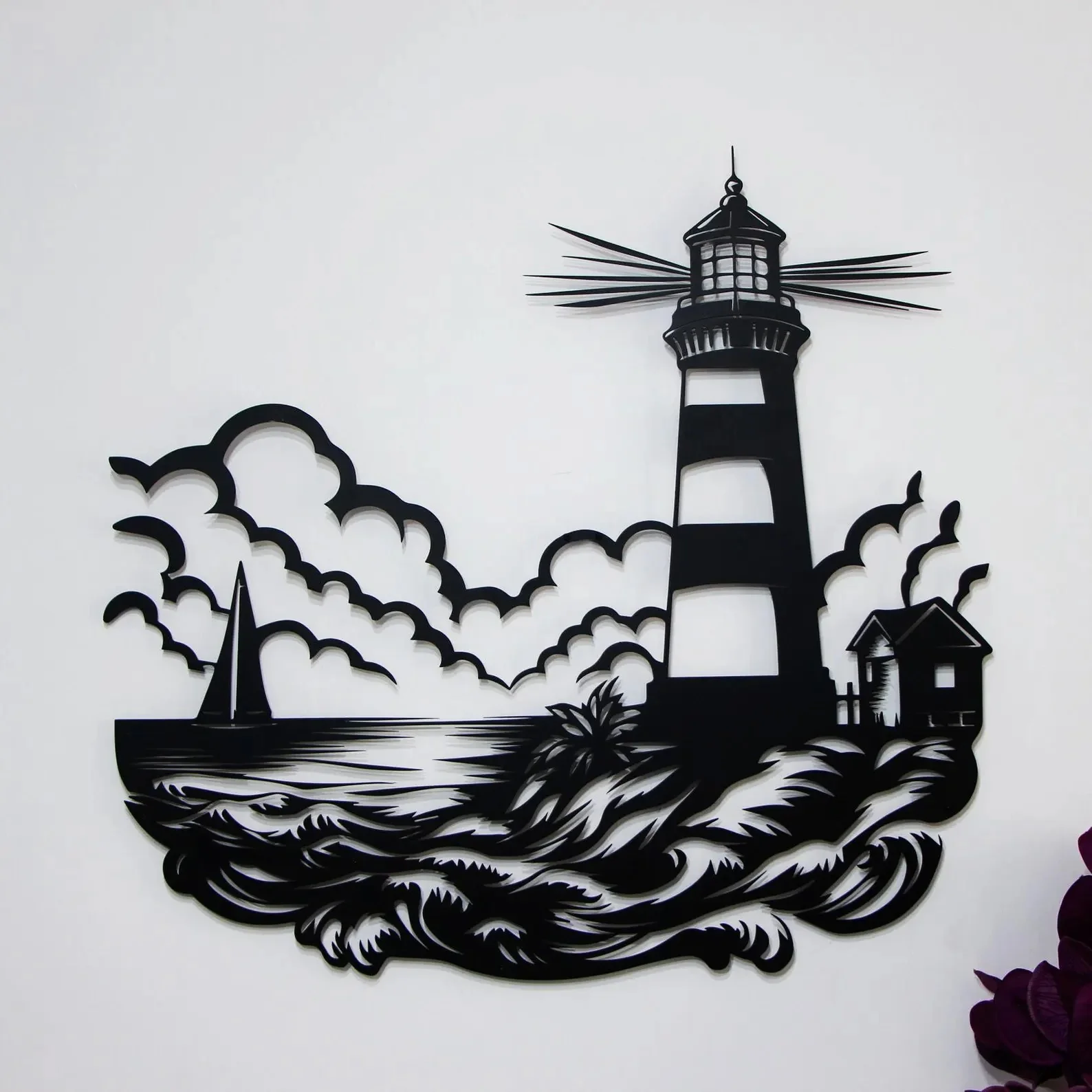 Lighthouse Scenery Shade Metal Wall Art Decor - Image 2