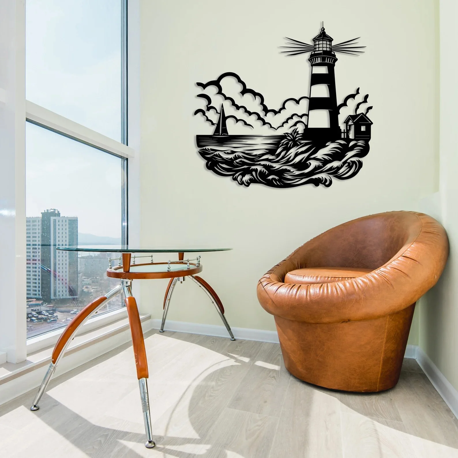 Lighthouse Scenery Shade Metal Wall Art Decor - Image 3