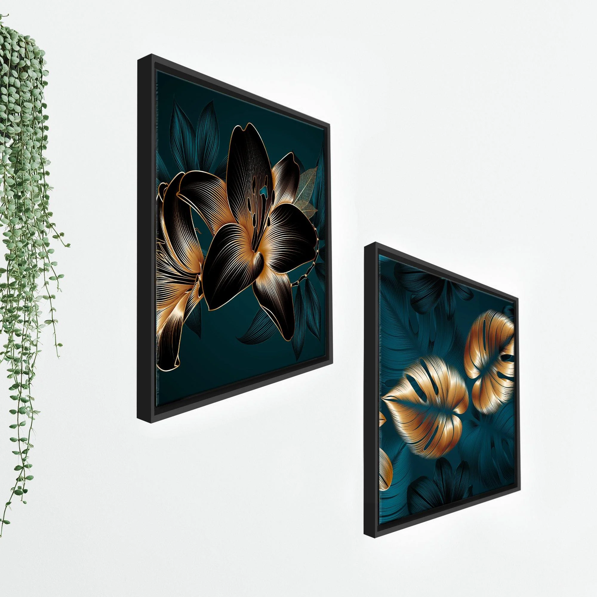 Lily Flower Canvas Wall Painting of 2 Pieces Floating Frame - Image 7