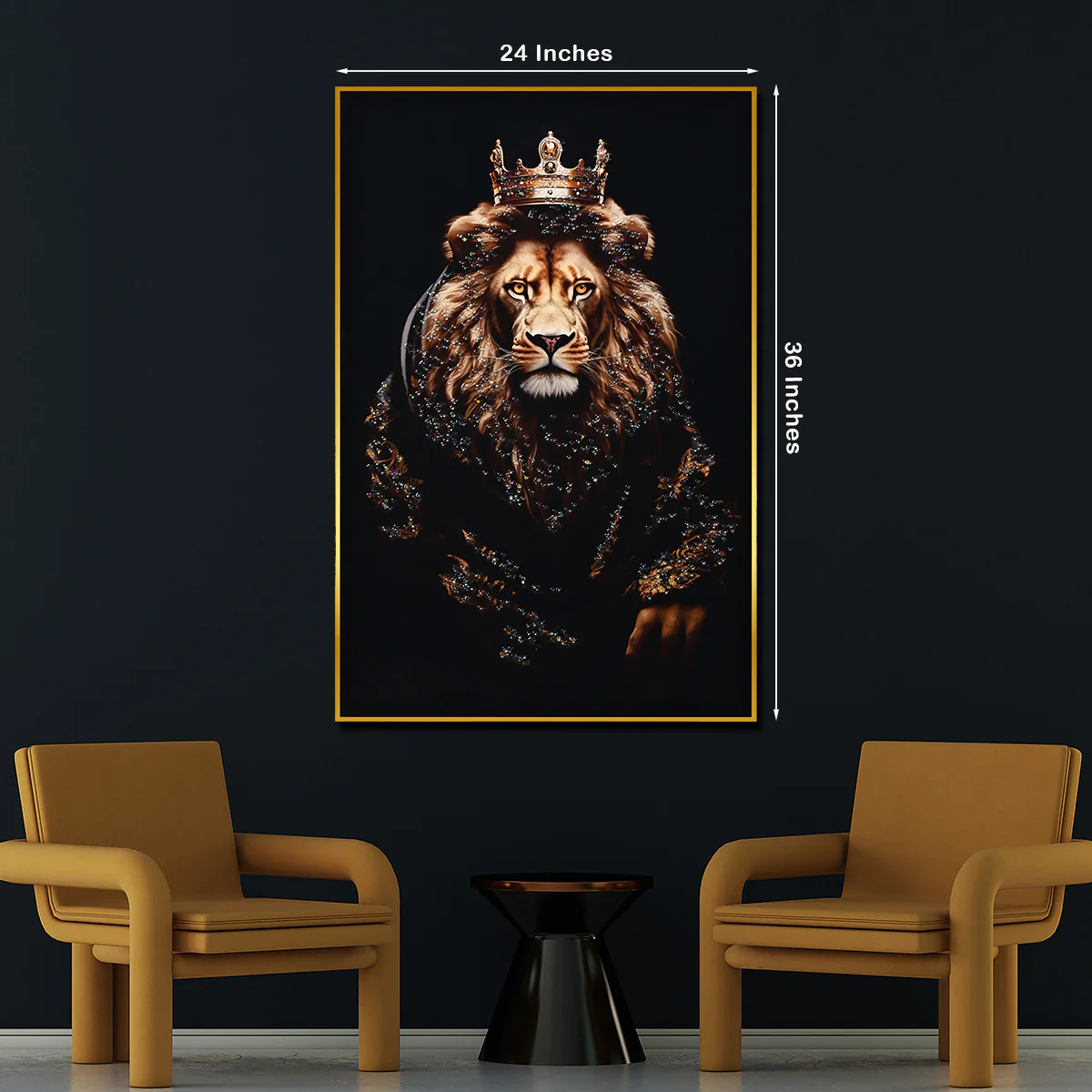 Lion King with Crown Framed Crystal Glass Painting - Image 5
