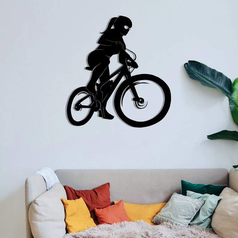 Little Girl Bicycle Metal Wall Art for Home Decor - Image 2