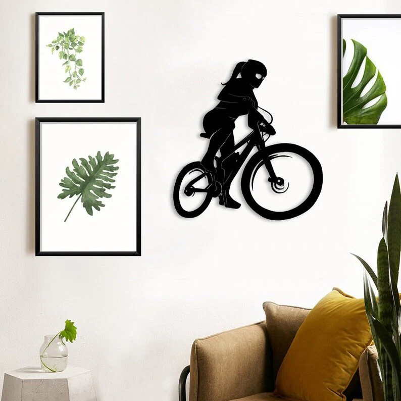 Little Girl Bicycle Metal Wall Art for Home Decor - Image 3