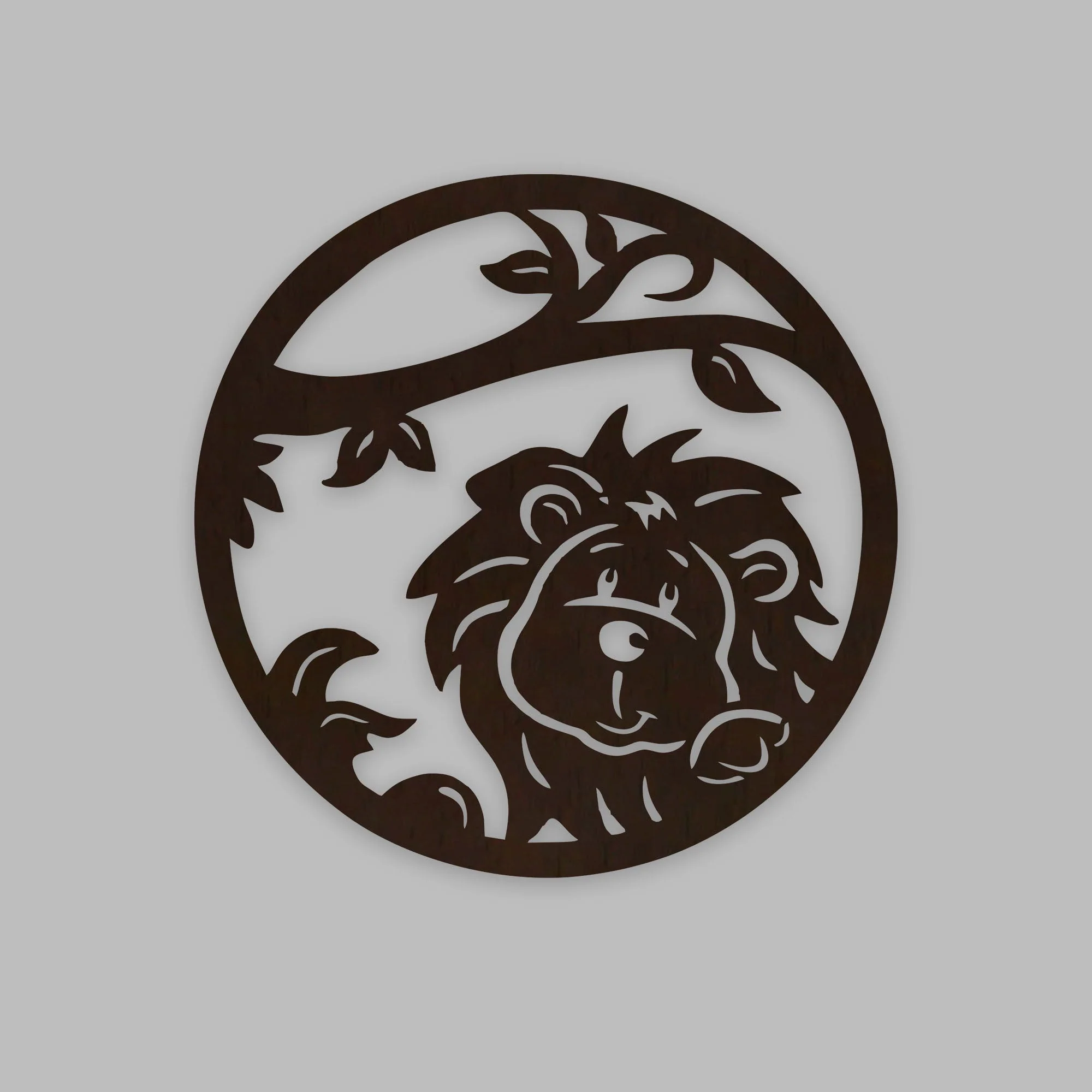 Little Lion Art Backlit Wooden Wall Decor with LED Night Light Walnut Finish - Image 3