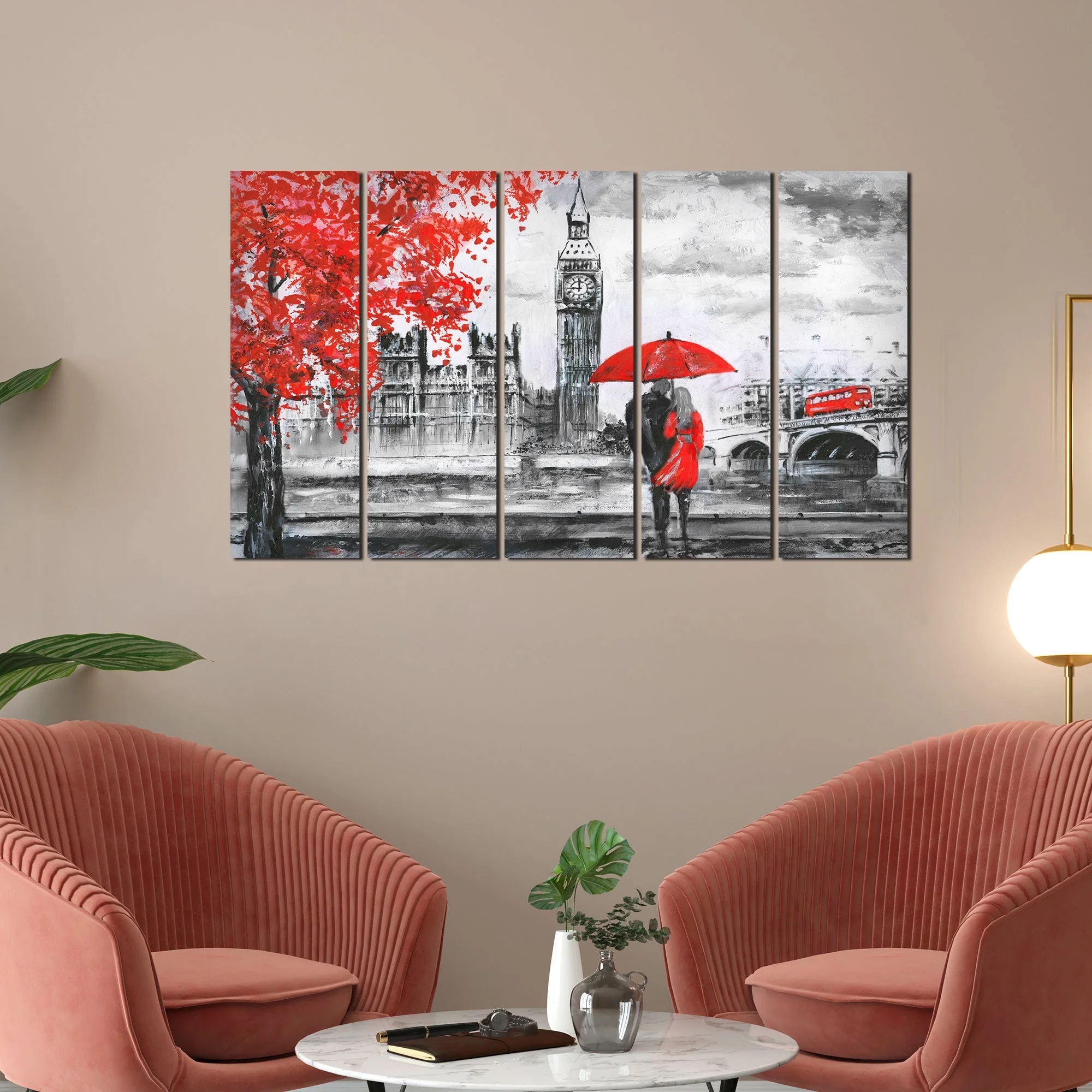 Beautiful View of London Canvas Wall Painting 5 Pieces - Image 2