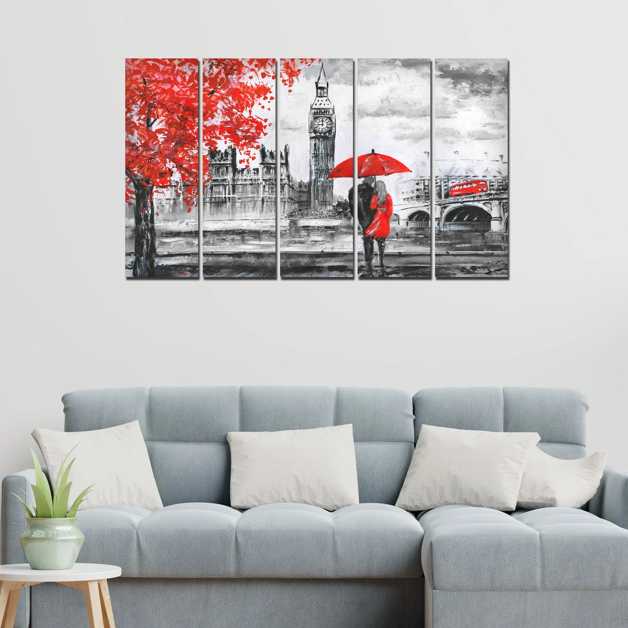 Beautiful View of London Canvas Wall Painting 5 Pieces - Image 3