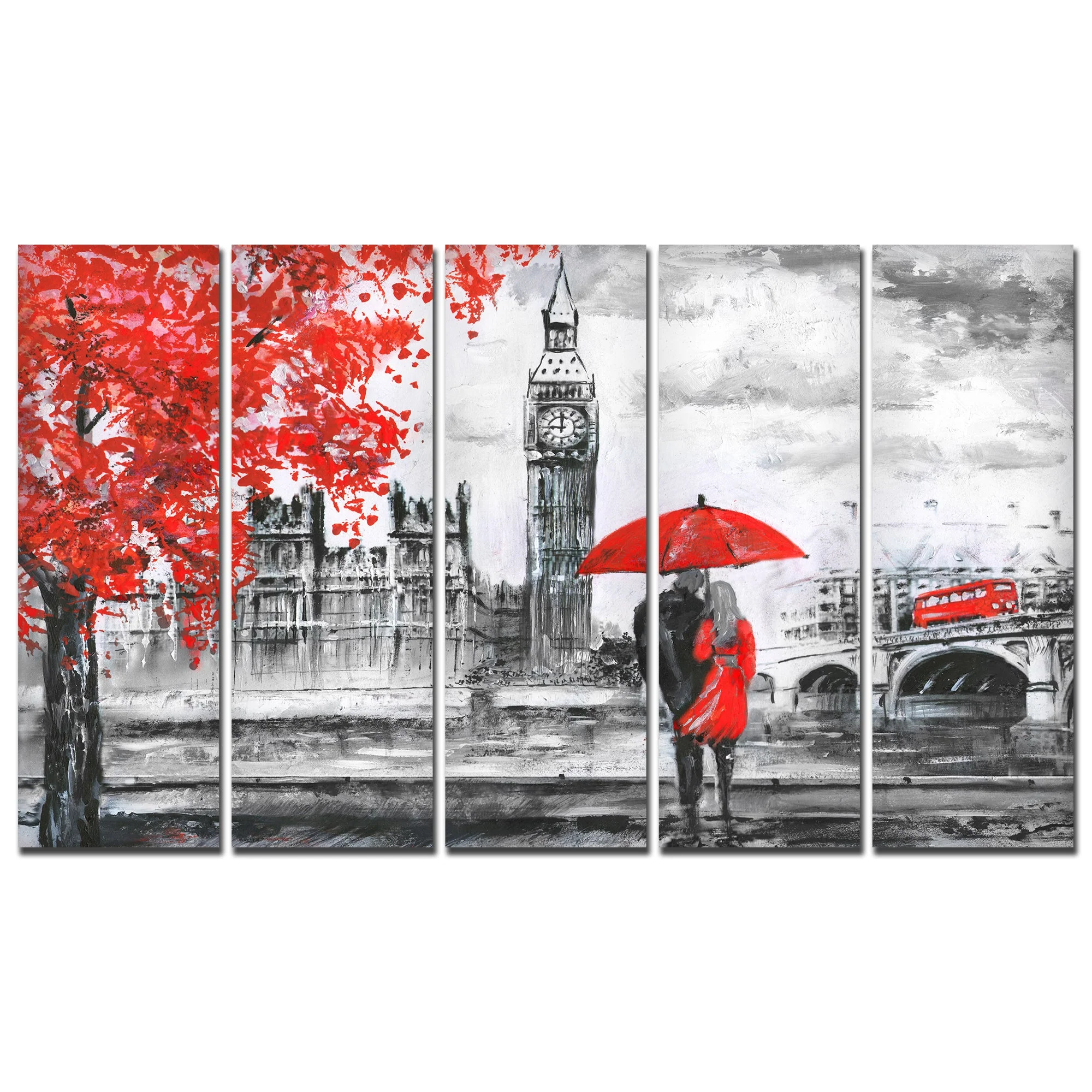 Beautiful View of London Canvas Wall Painting 5 Pieces - Image 4