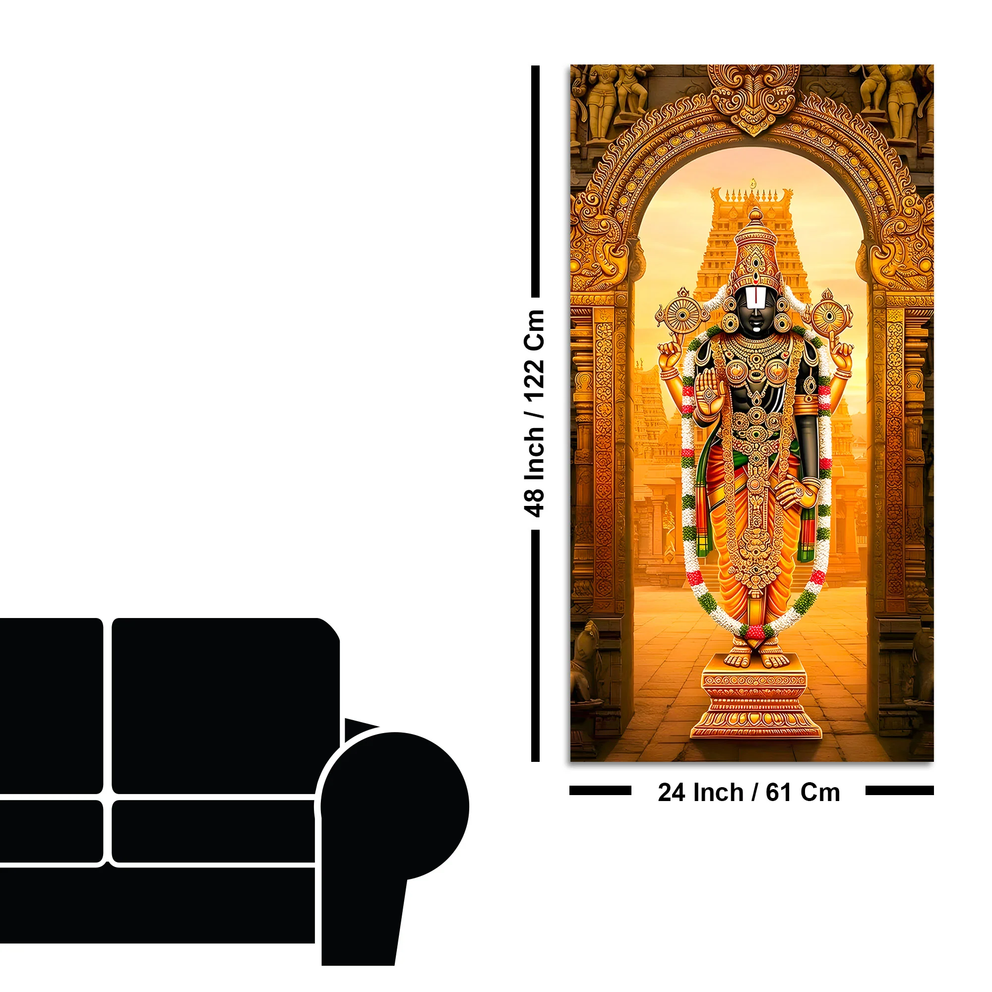 Lord Balaji Canvas Wall Painting | South Indian Temple Art for Home & Pooja Décor - Image 8