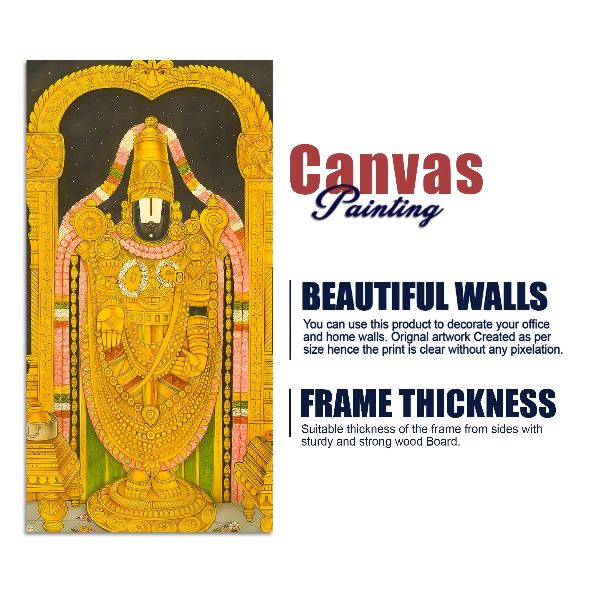 Lord Balaji Tirupati Canvas Painting | Venkateswara Wall Art for Home Decor - Image 7