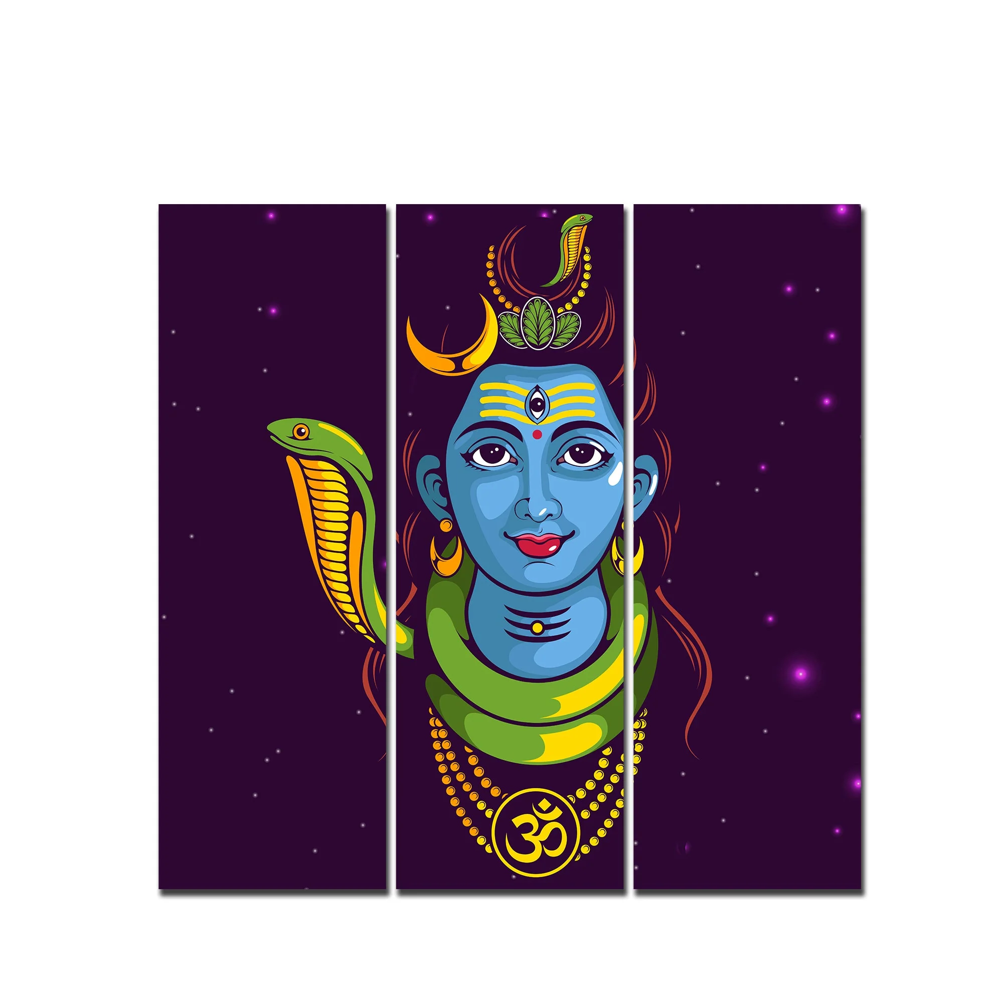 Lord Bholenath Canvas Wall Painting of Three Pieces - Image 4