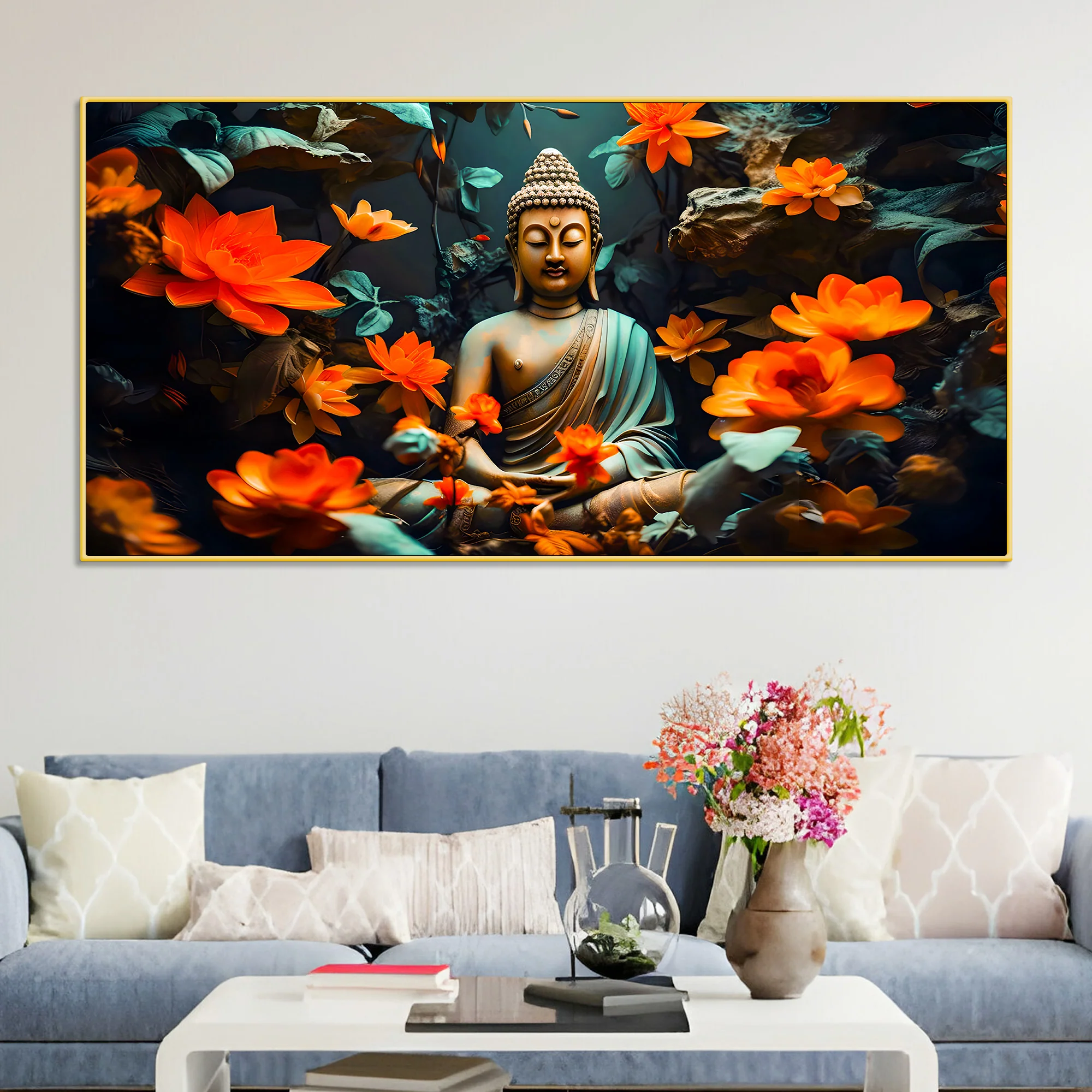 Lord Buddha Canvas Painting for Peaceful Wall Decoration