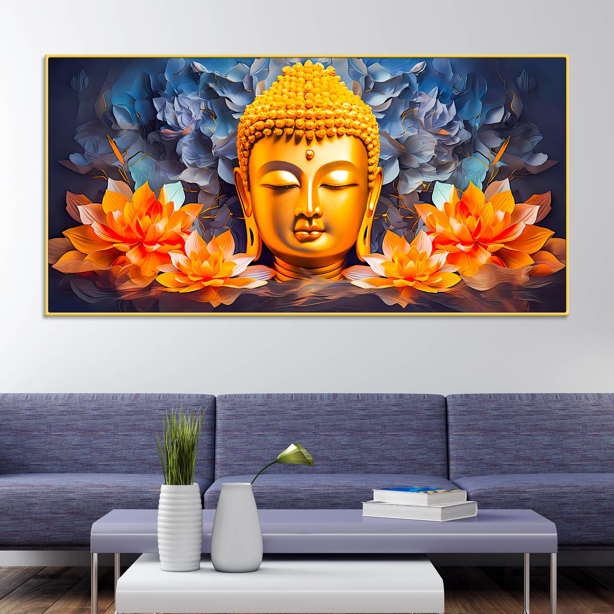 Lord Buddha Lotus Wall Painting for Spiritual Home Decoration - Image 2