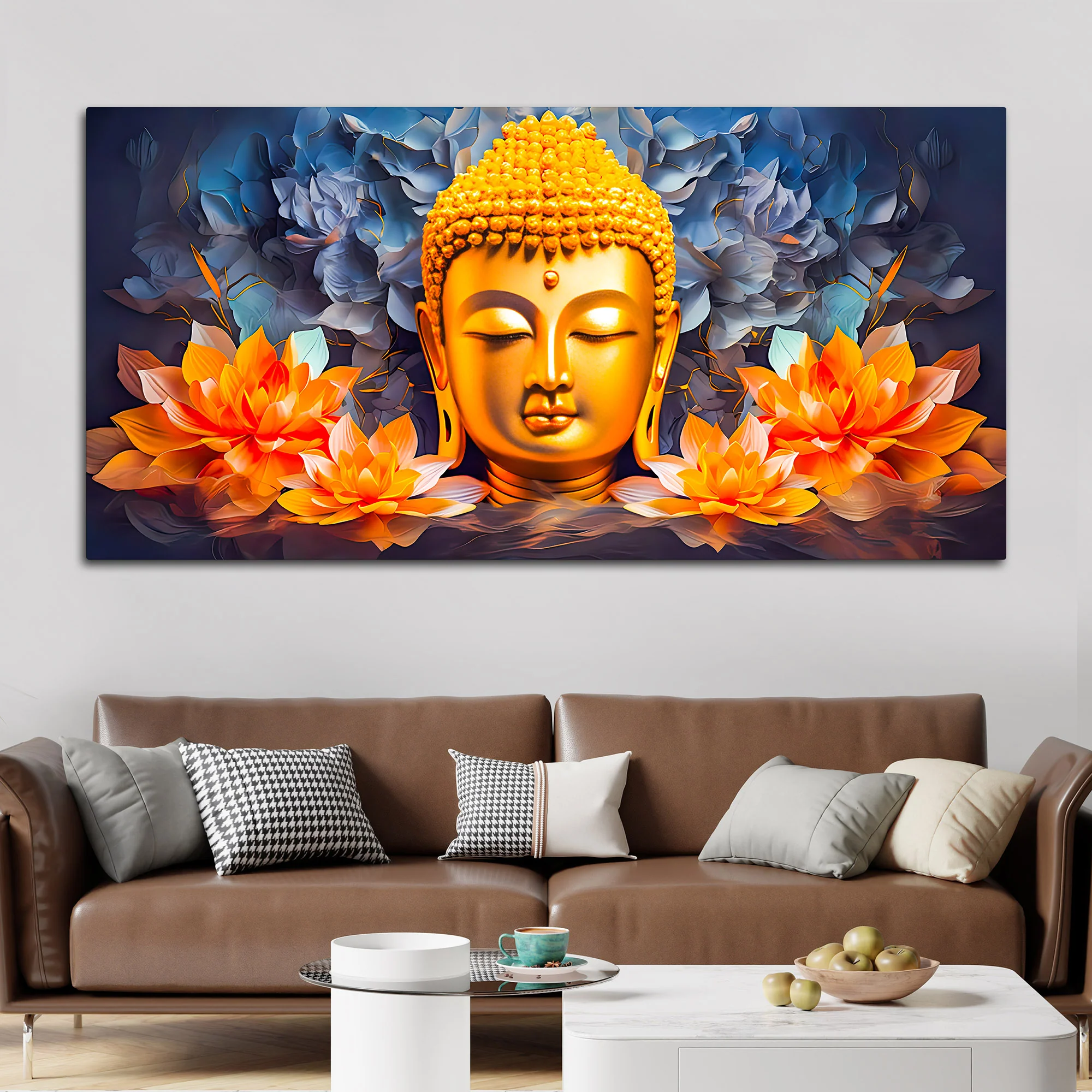 Lord Buddha Lotus Wall Painting for Spiritual Home Decoration - Image 3