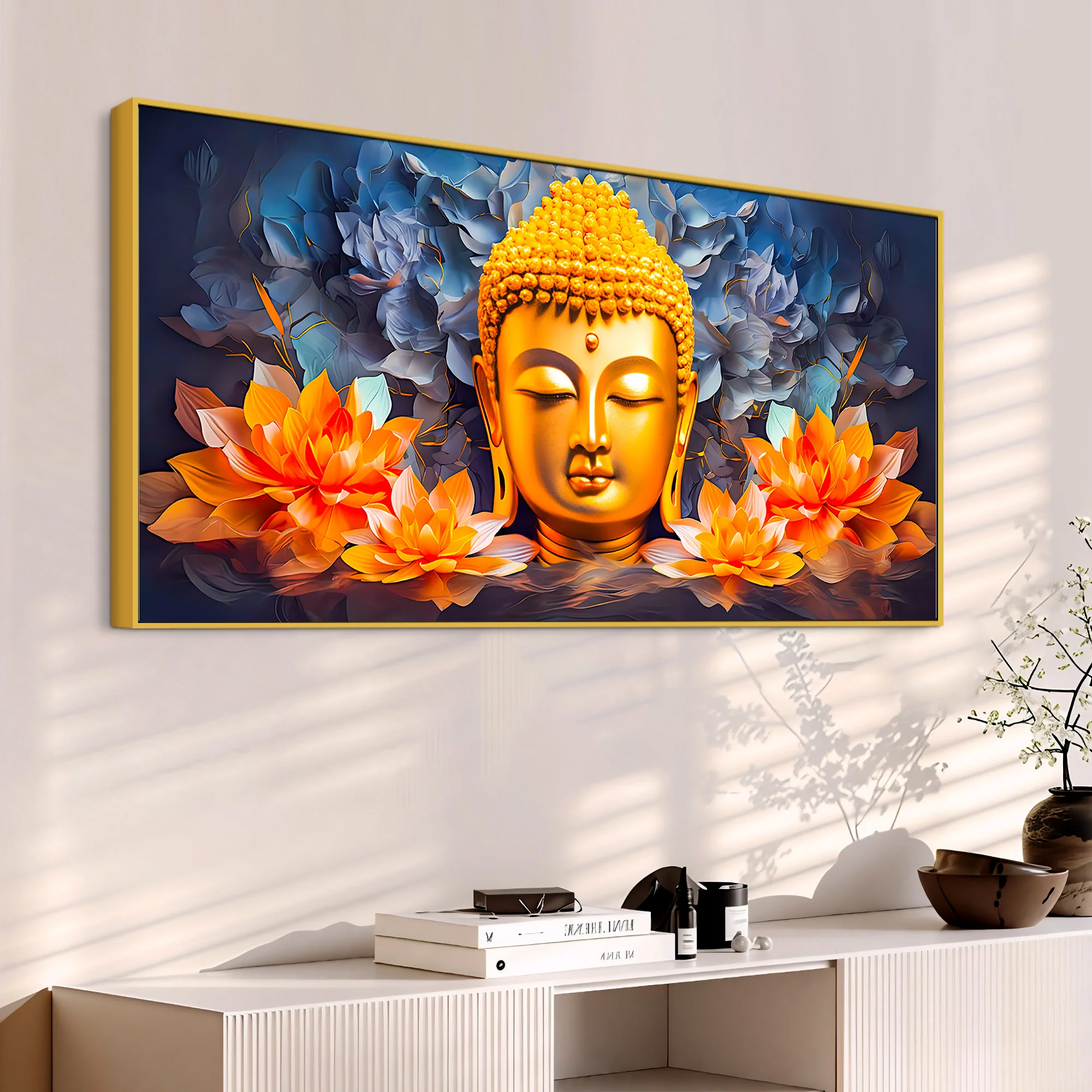 Lord Buddha Lotus Wall Painting for Spiritual Home Decoration - Image 5