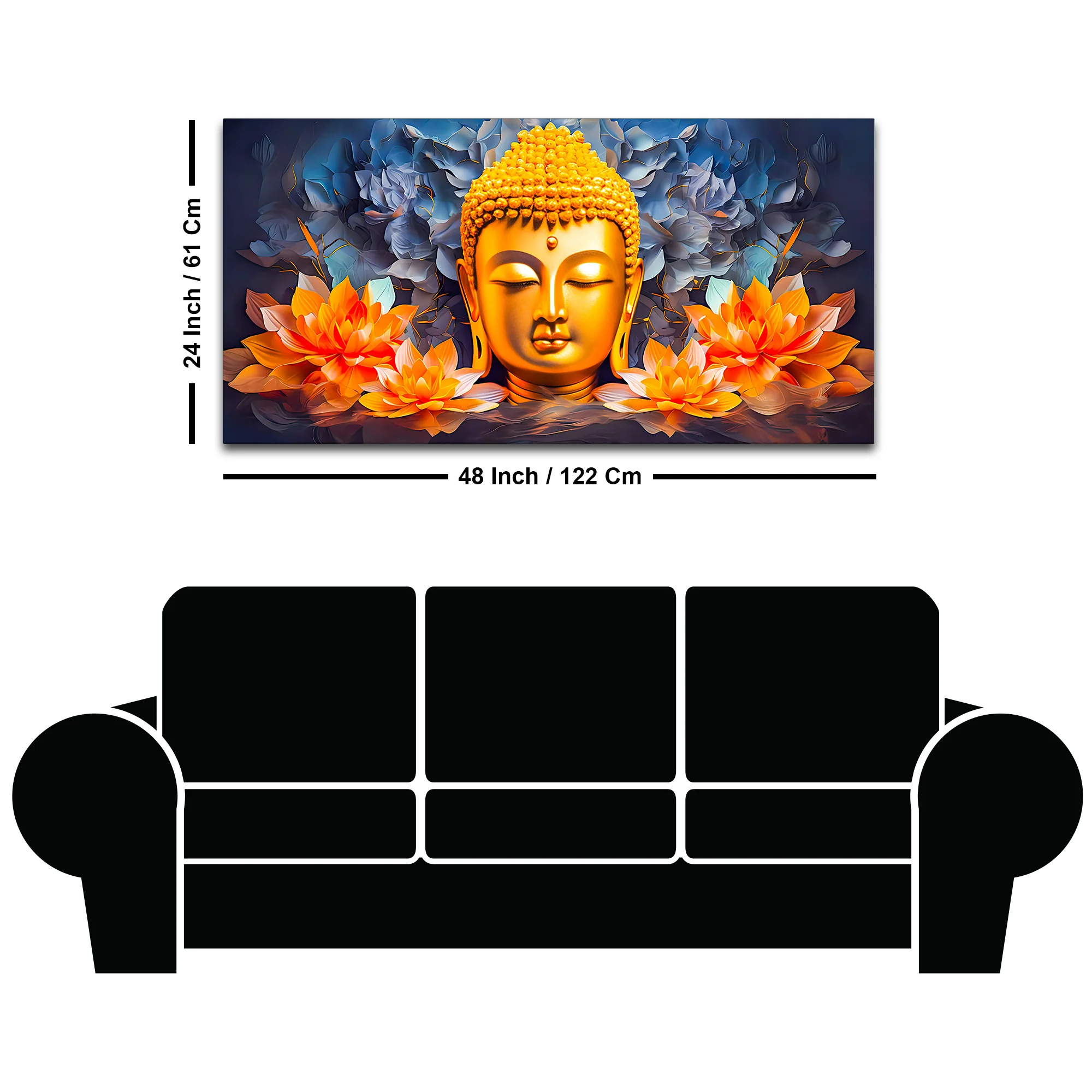 Lord Buddha Lotus Wall Painting for Spiritual Home Decoration - Image 8