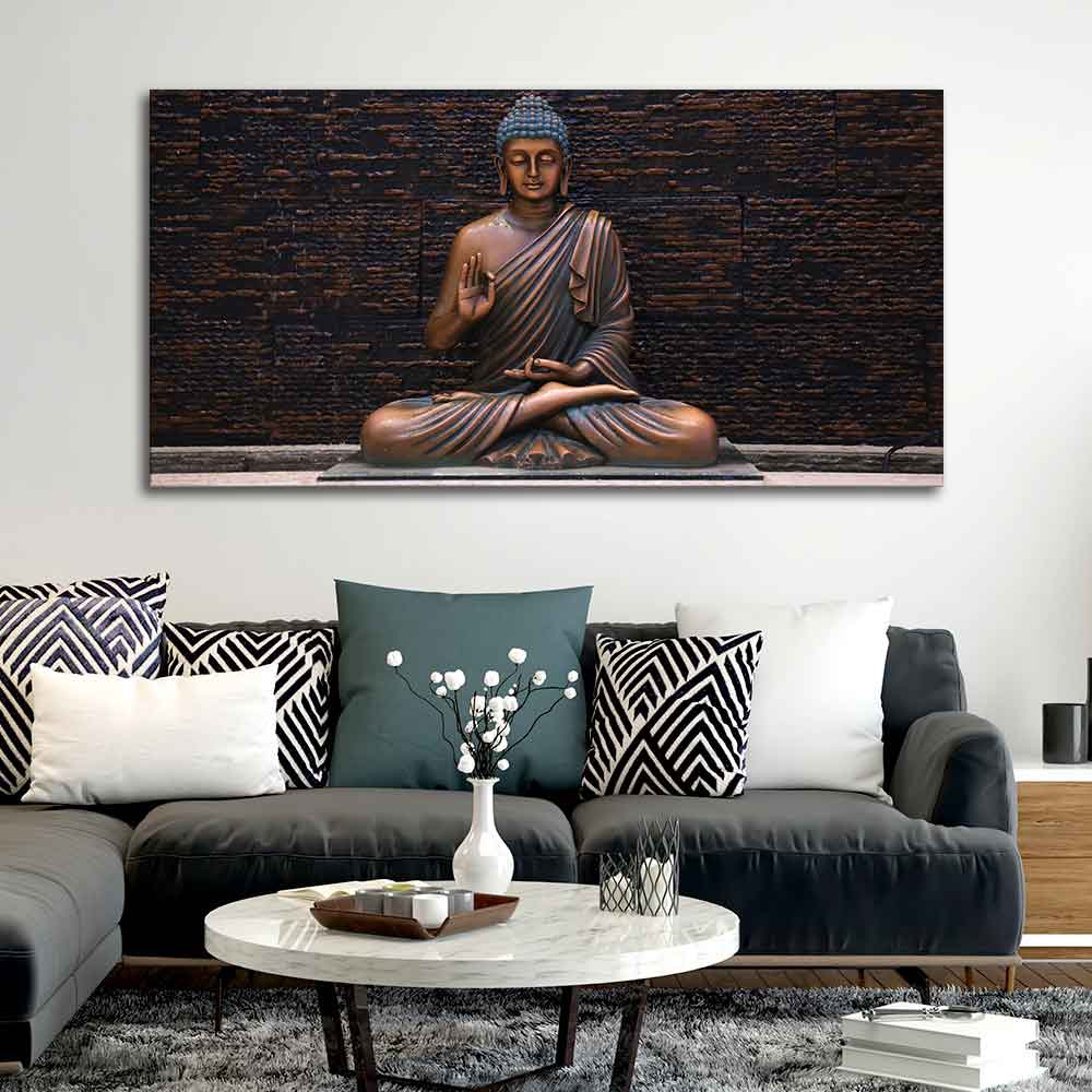 Lord Buddha Meditating Statue Canvas Wall Painting - Image 2