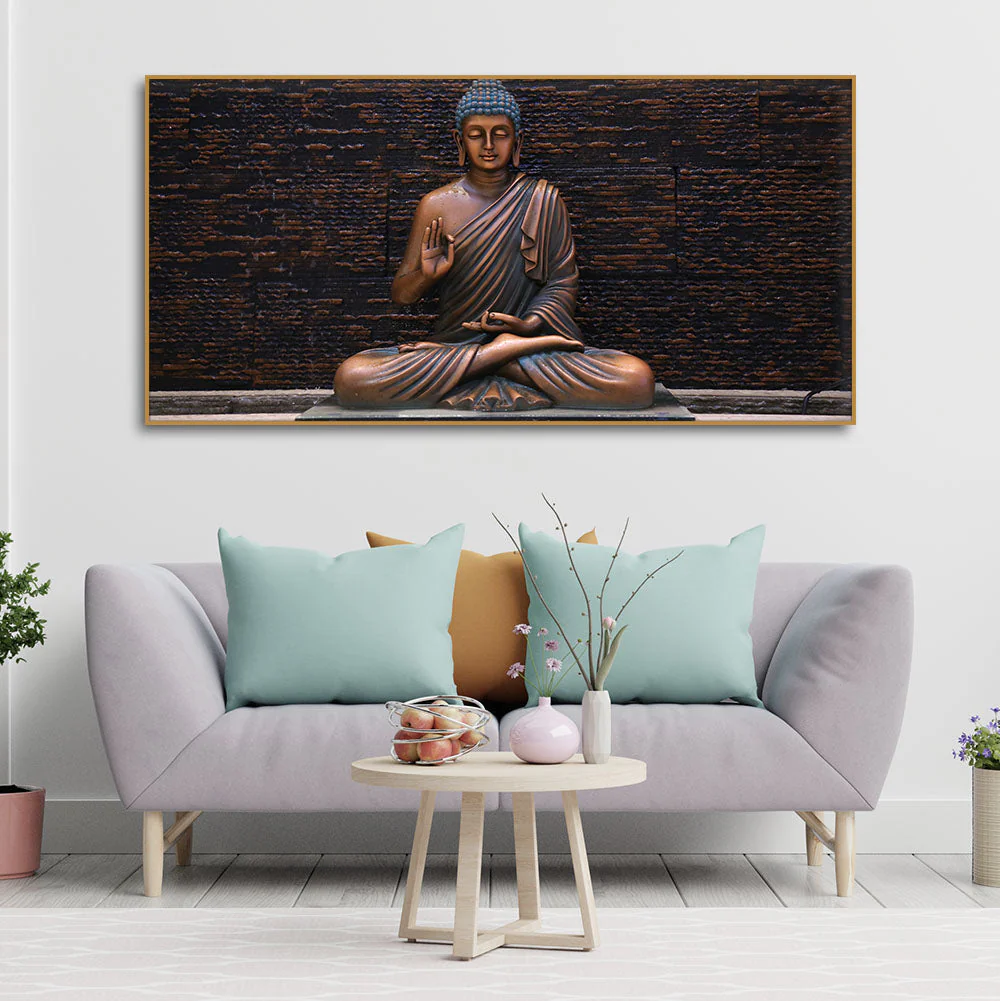 Lord Buddha Meditating Statue Canvas Wall Painting - Image 3