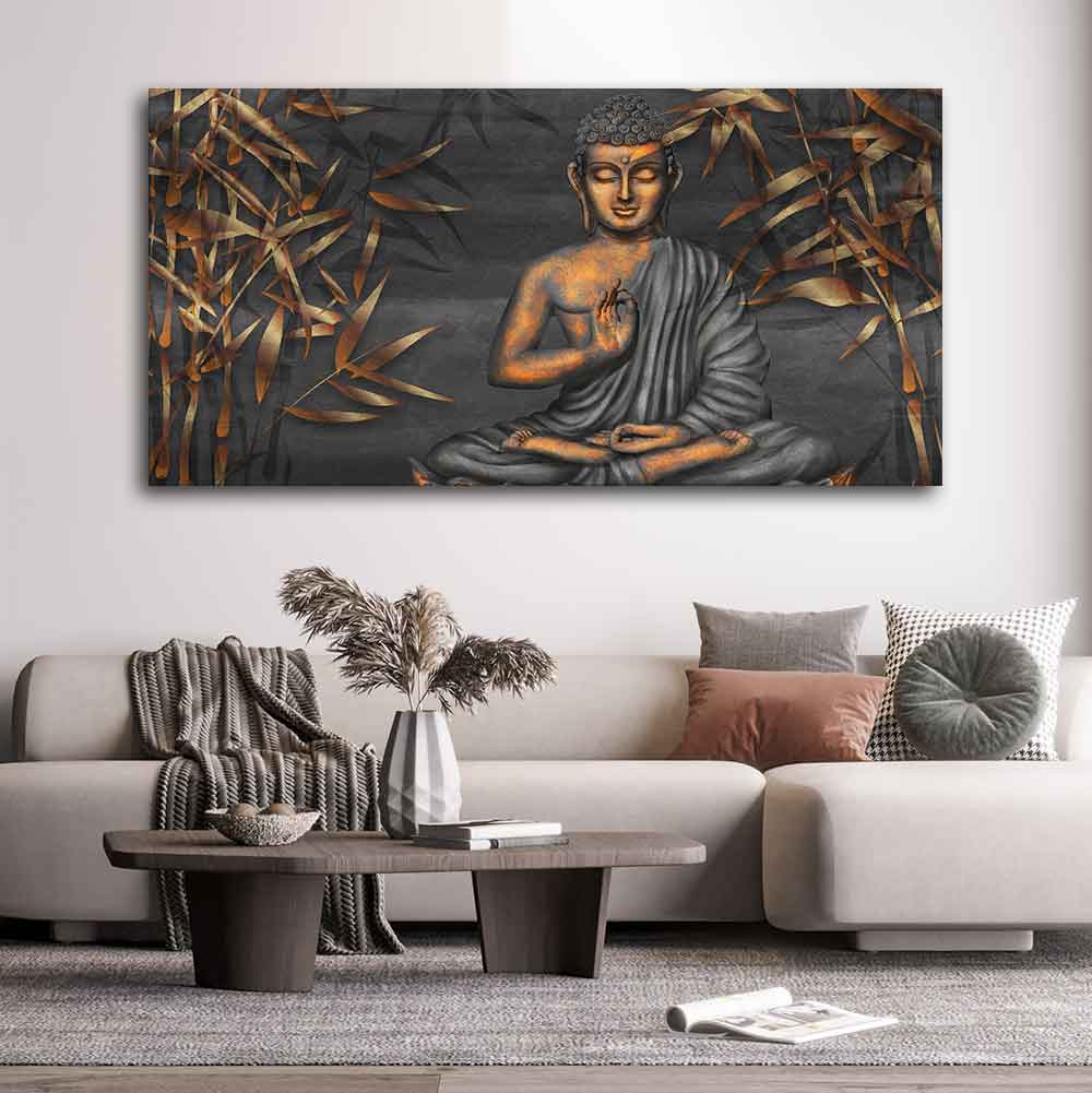 Lord Buddha Sitting Canvas Wall Painting - Image 2