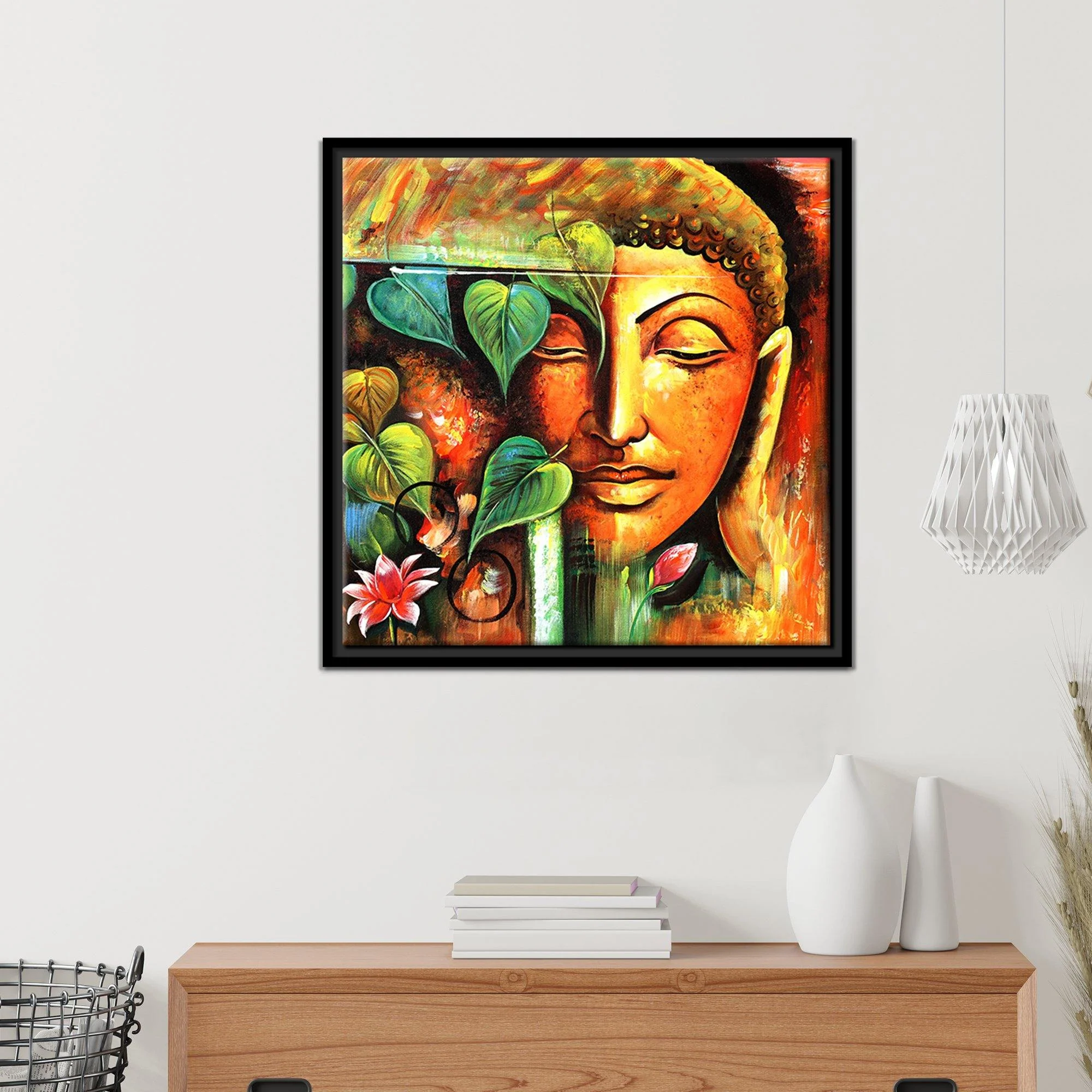Lord Buddha Floating Canvas Wall Painting Frame - Image 3