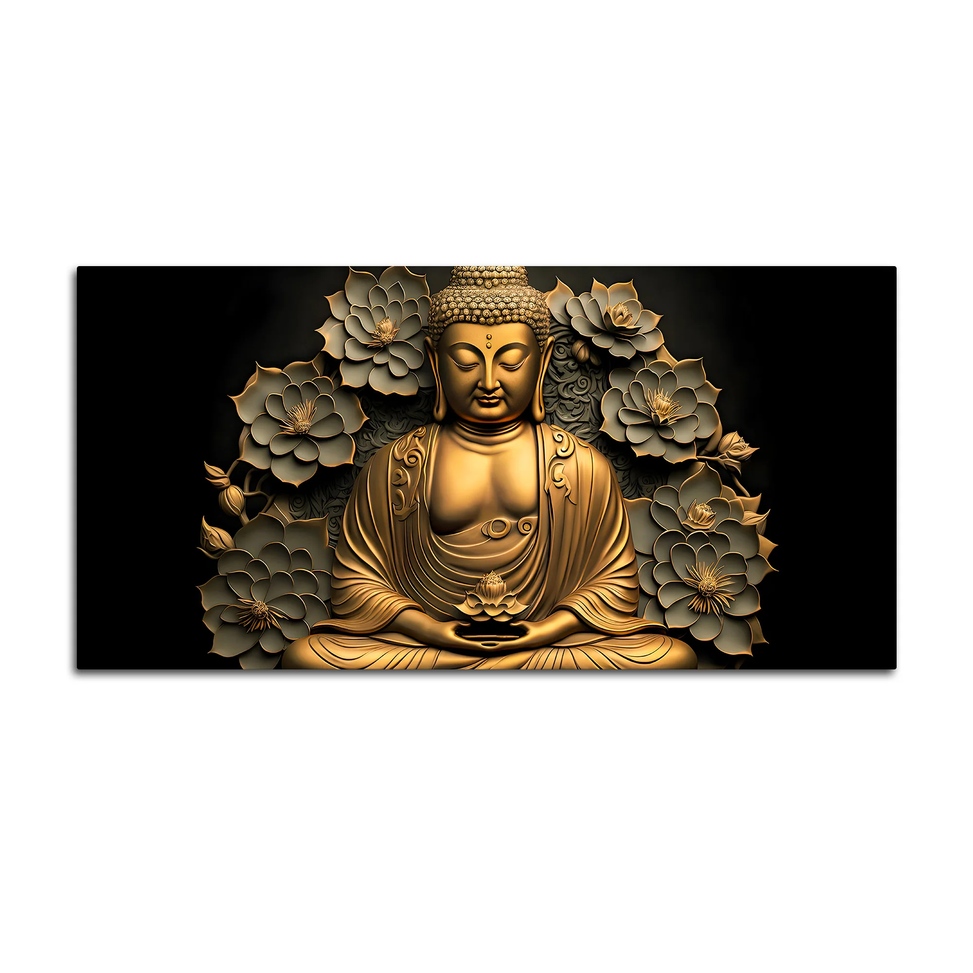 Lord Buddha Wall Painting on Canvas - Image 4