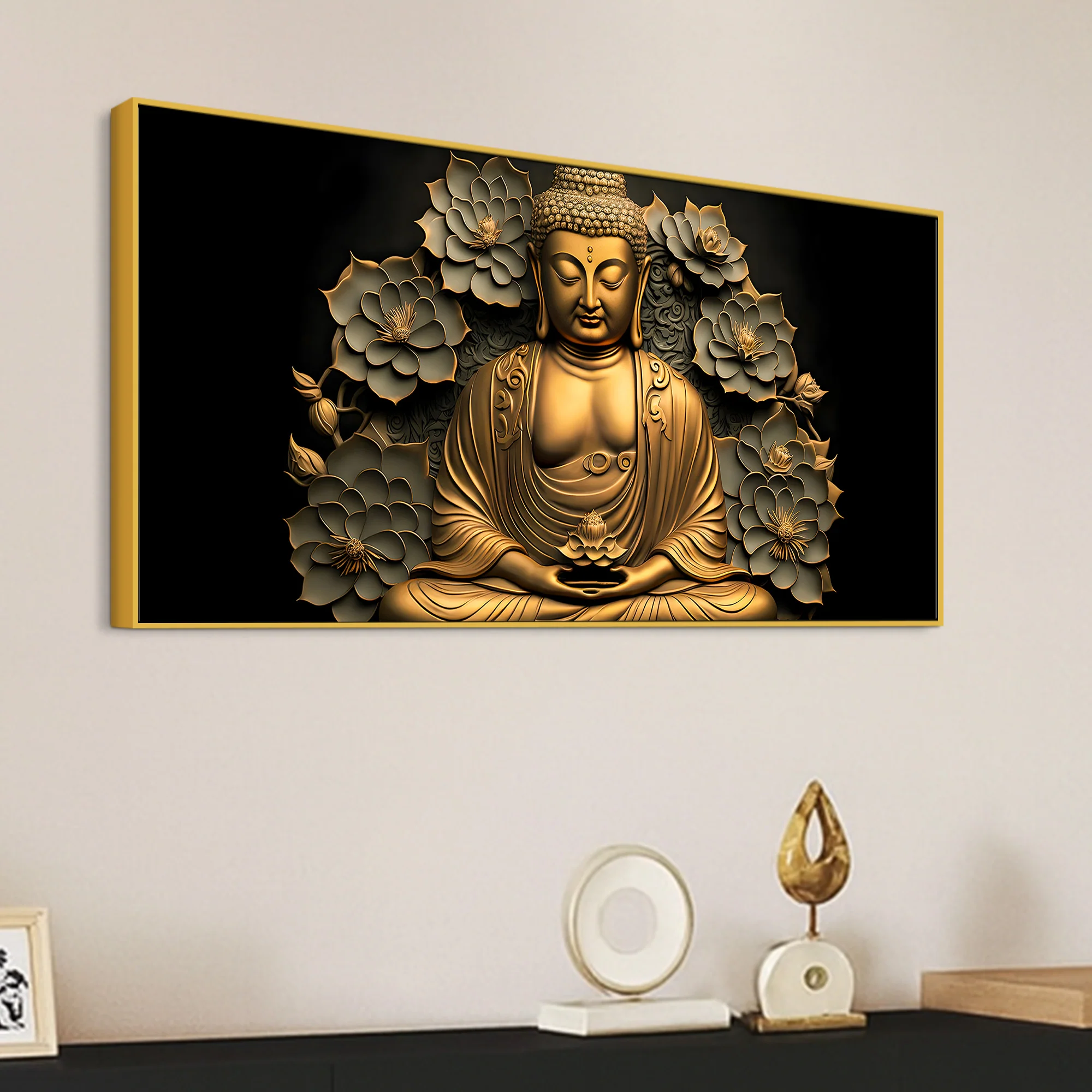 Lord Buddha Wall Painting on Canvas - Image 5