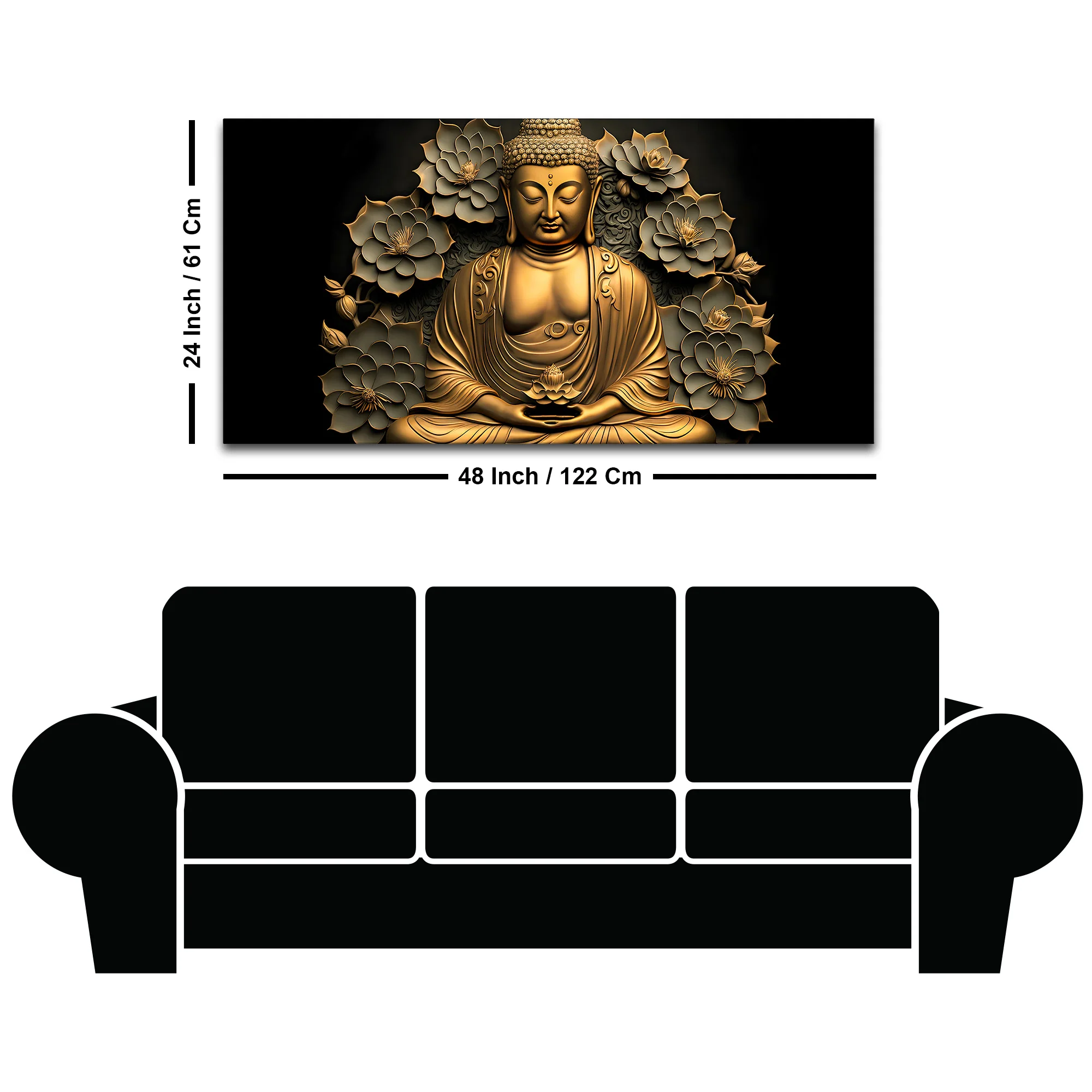 Lord Buddha Wall Painting on Canvas - Image 8