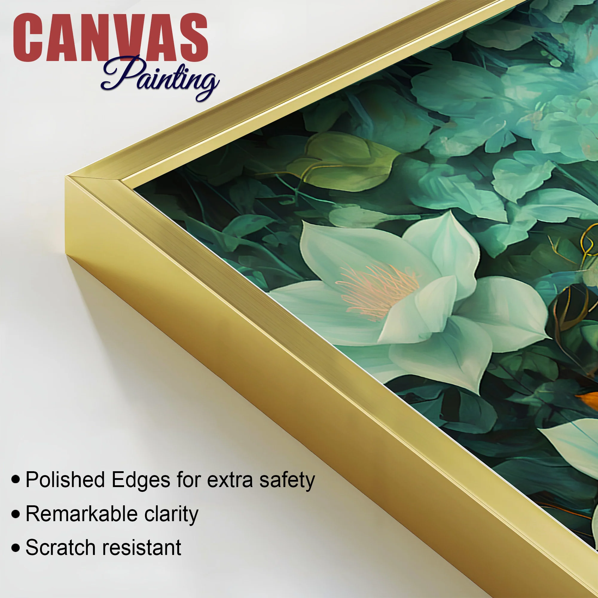 Lord Buddha Wall Painting with Green Floral Background for Home Décor - Image 6