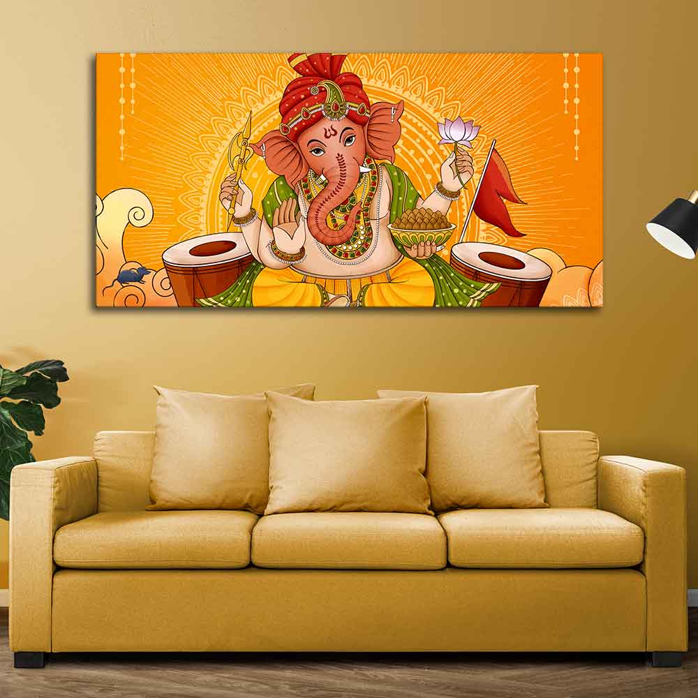 Lord Ganesh Canvas Wall Painting - Image 2