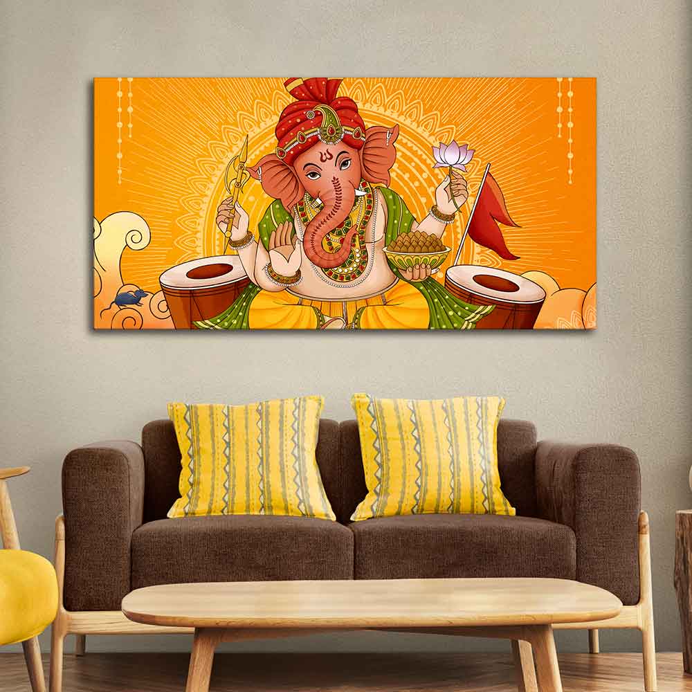 Lord Ganesh Canvas Wall Painting - Image 3