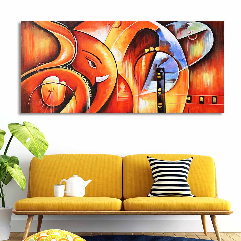 Lord Ganesha Abstract Art Beautiful Wall Painting - Image 2