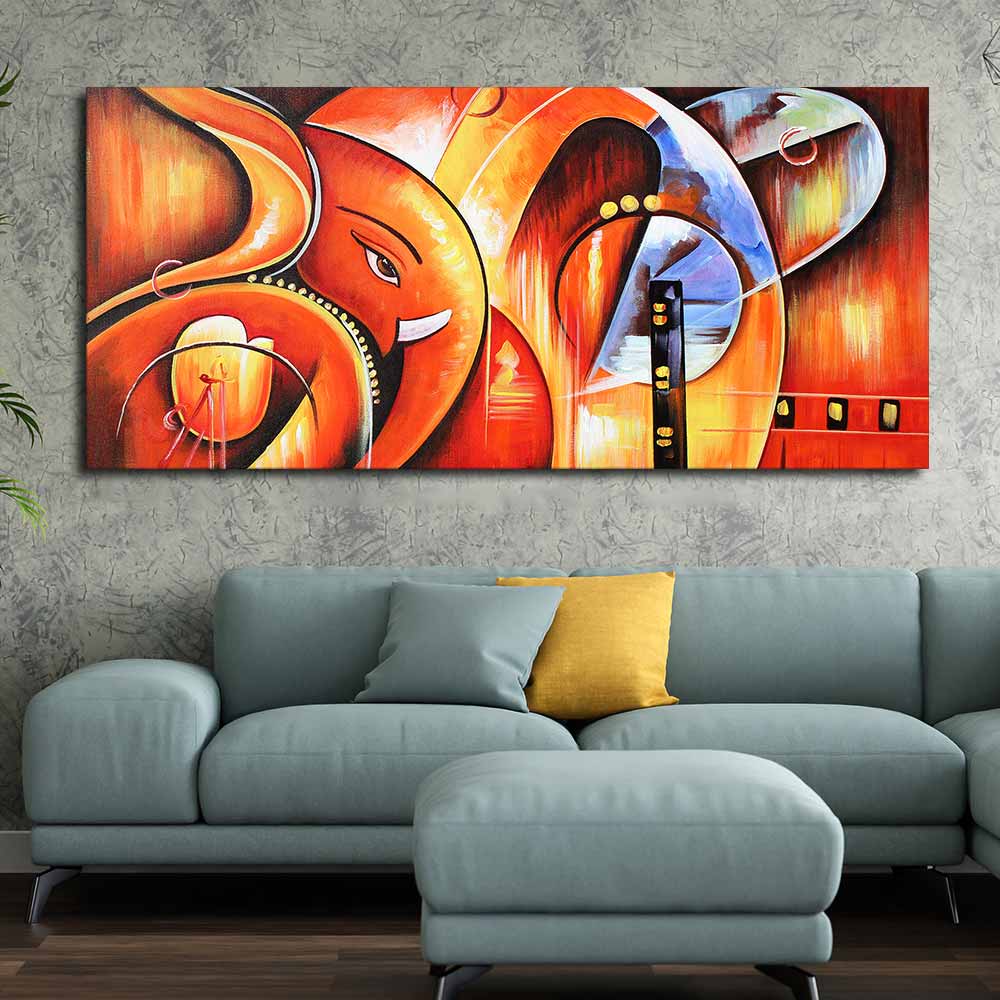 Lord Ganesha Abstract Art Beautiful Wall Painting - Image 3