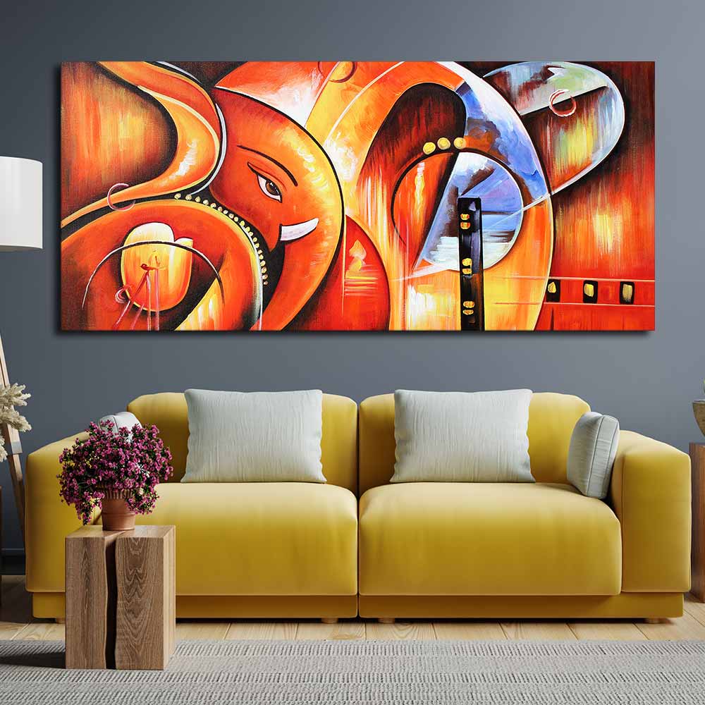 Lord Ganesha Abstract Art Beautiful Wall Painting - Image 4