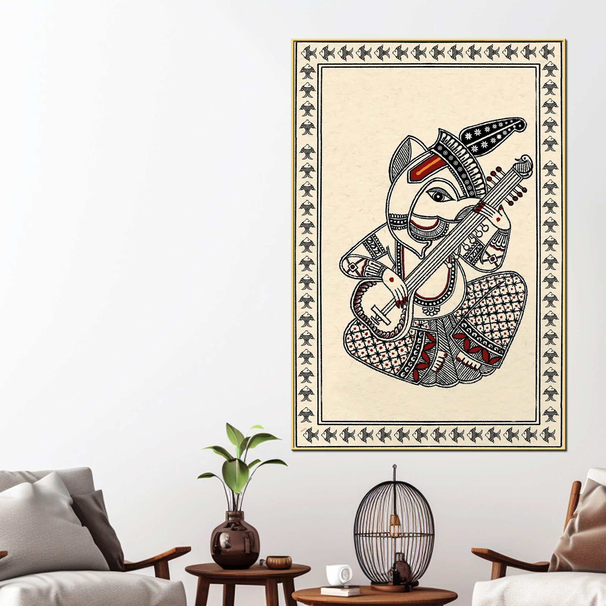 Lord Ganesha Canvas Wall Painting for Spiritual Décor