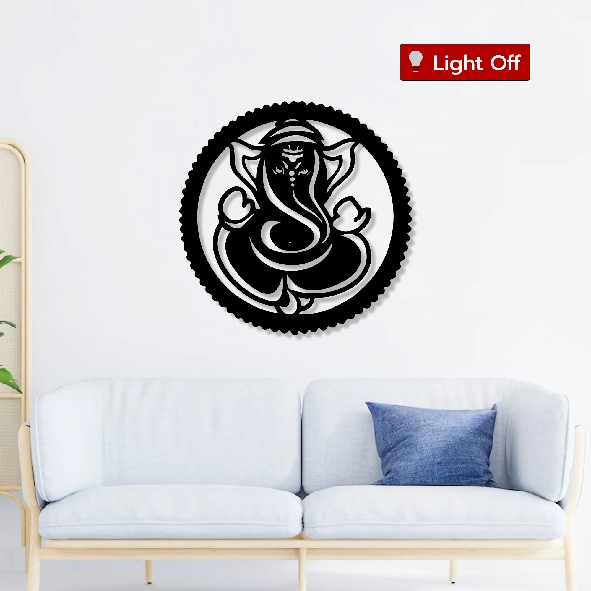 Lord Ganesha Circle Shape Metal Art Wall Decor - Image 2