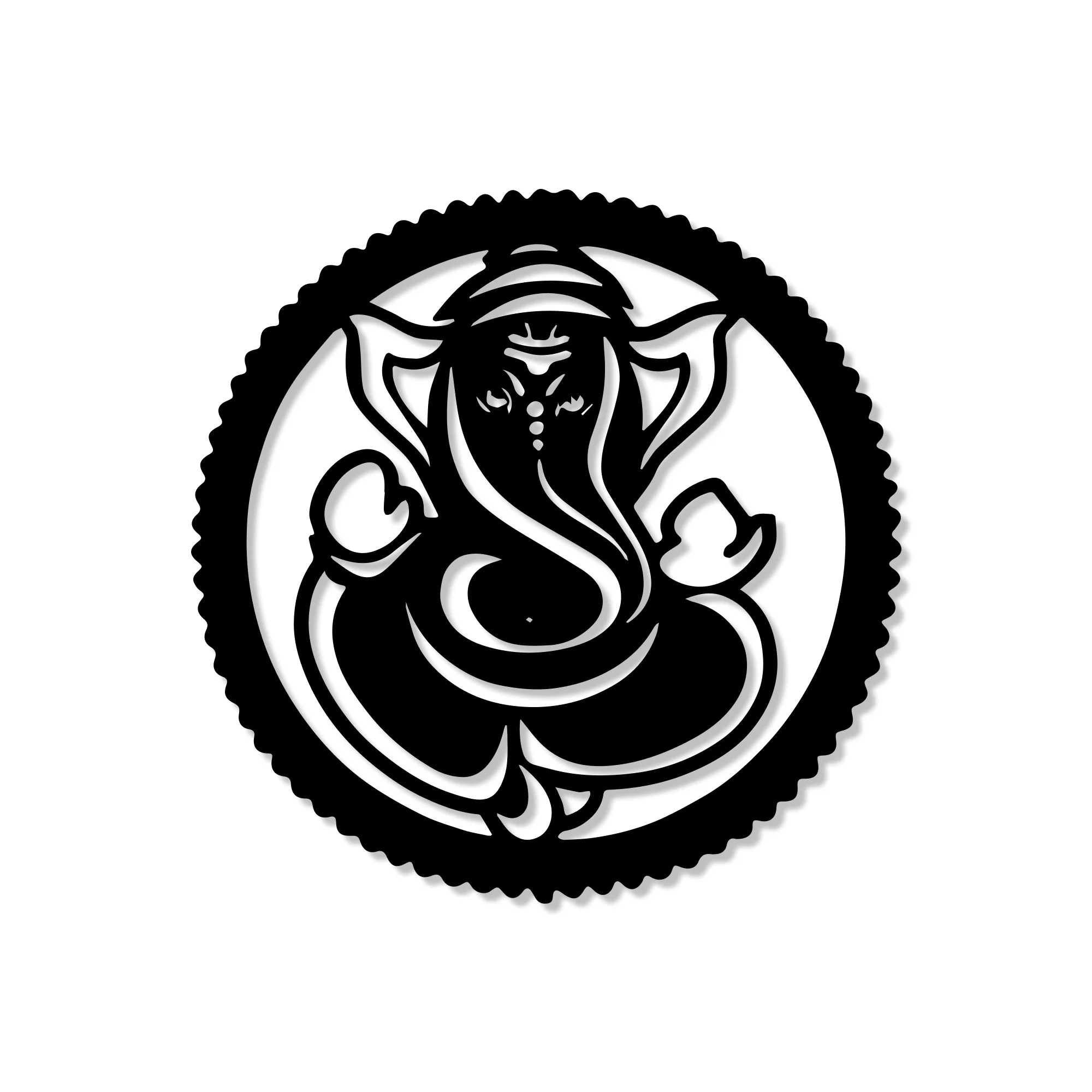 Lord Ganesha Circle Shape Metal Art Wall Decor - Image 3
