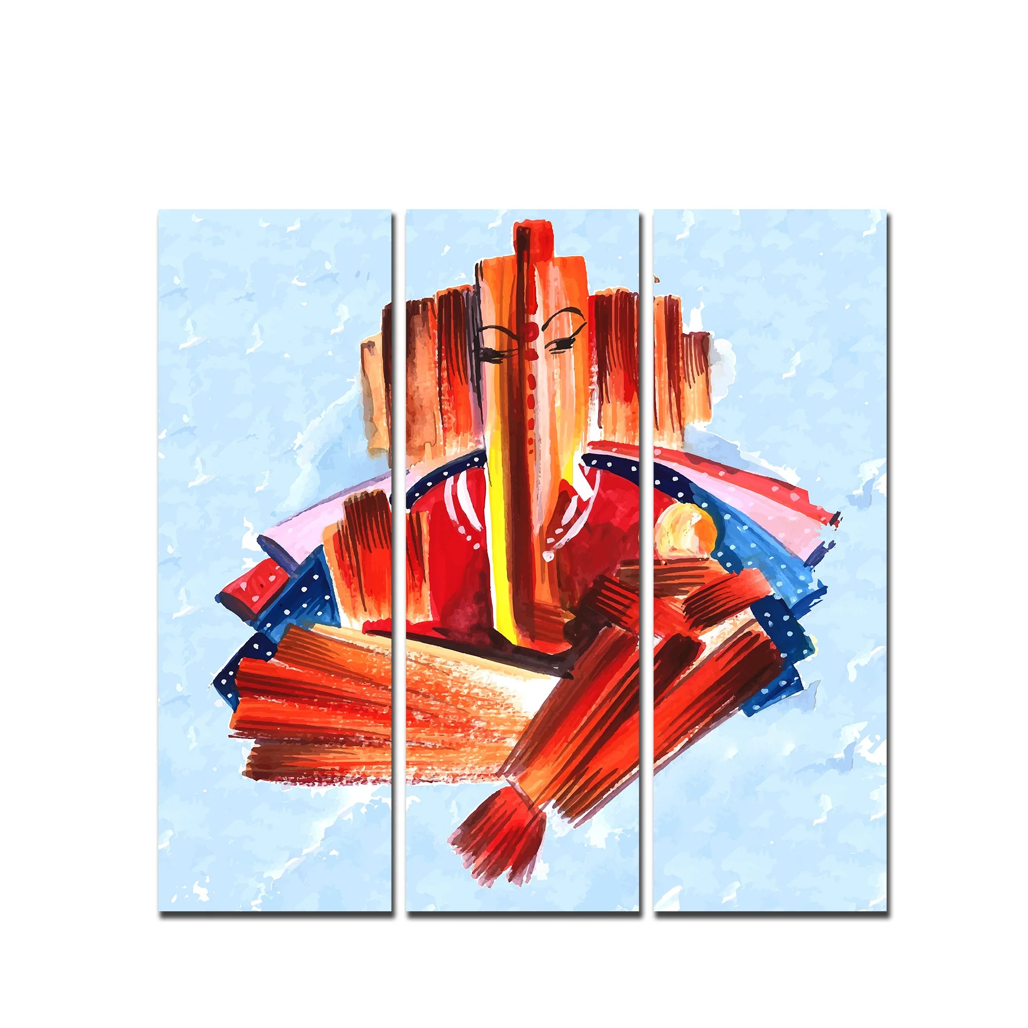 Lord Ganesha Modern Art Canvas Wall Painting Set of Three - Image 4