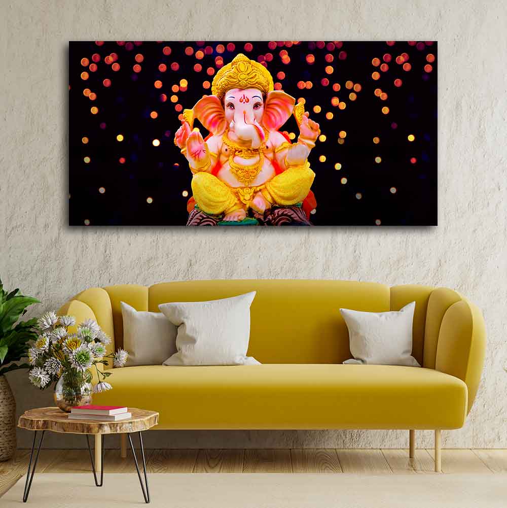 Lord Ganesha Sculpture Canvas Wall Painting - Image 2