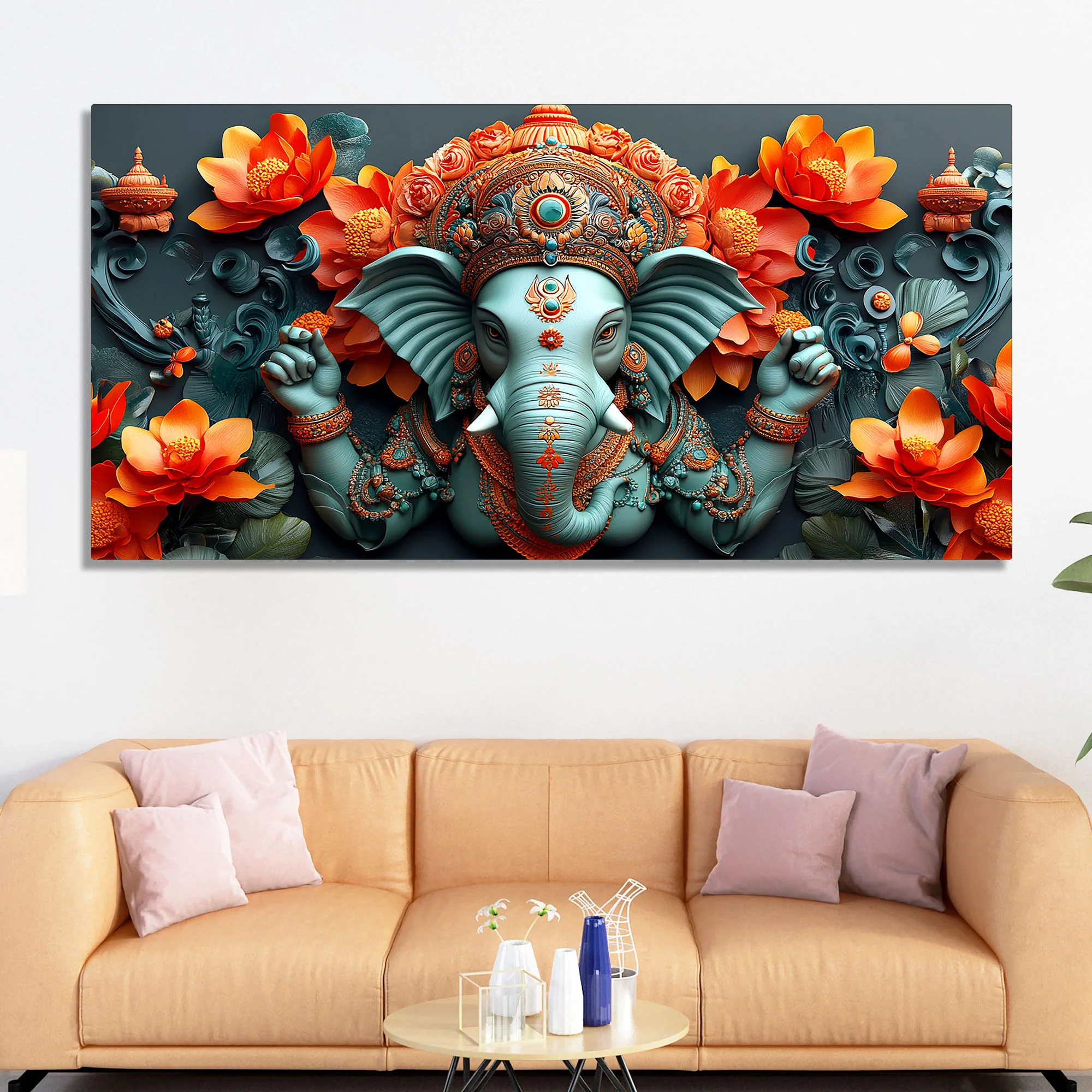 Lord Ganesha the Hindu God of Wisdom Canvas Wall Painting - Image 2