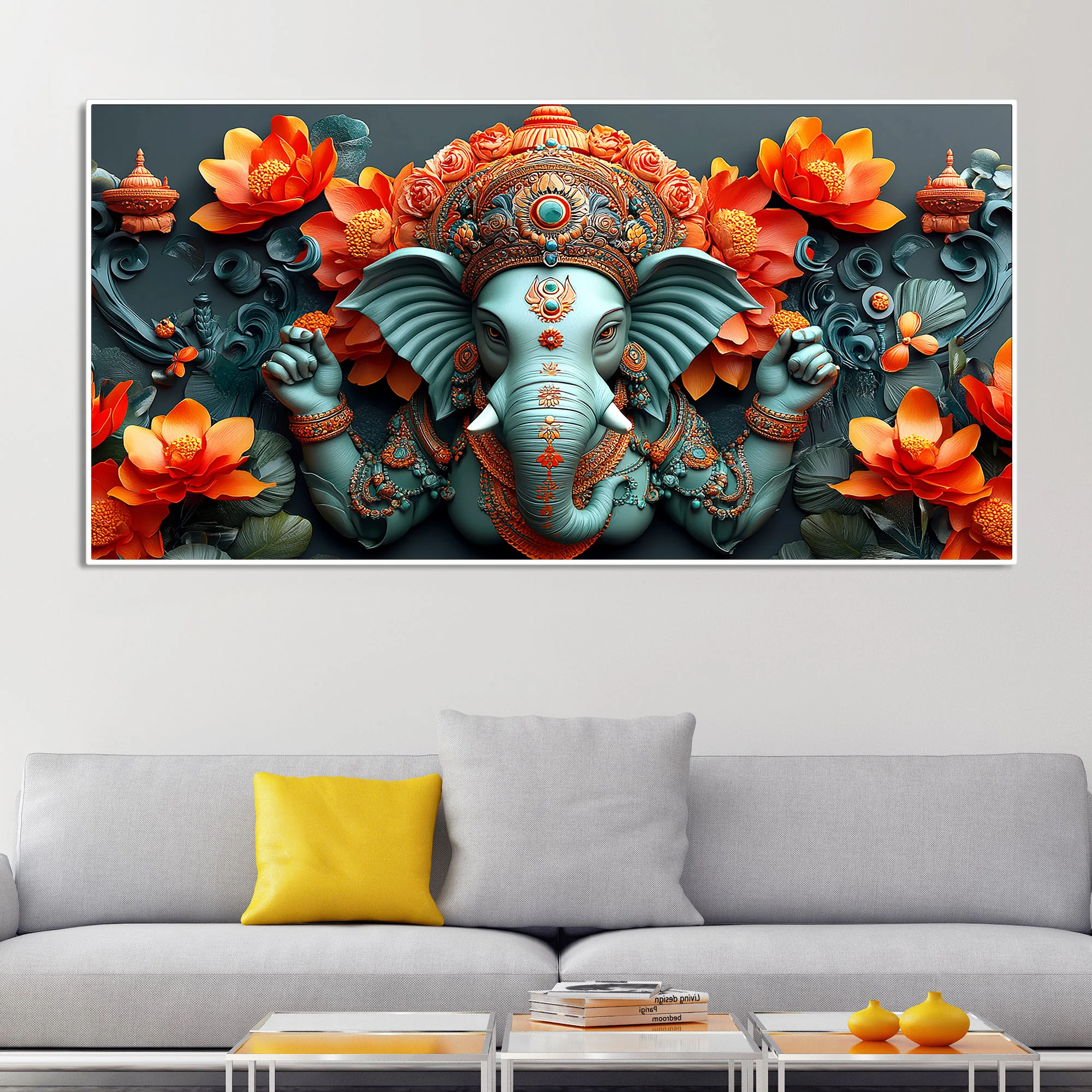 Lord Ganesha the Hindu God of Wisdom Canvas Wall Painting - Image 3