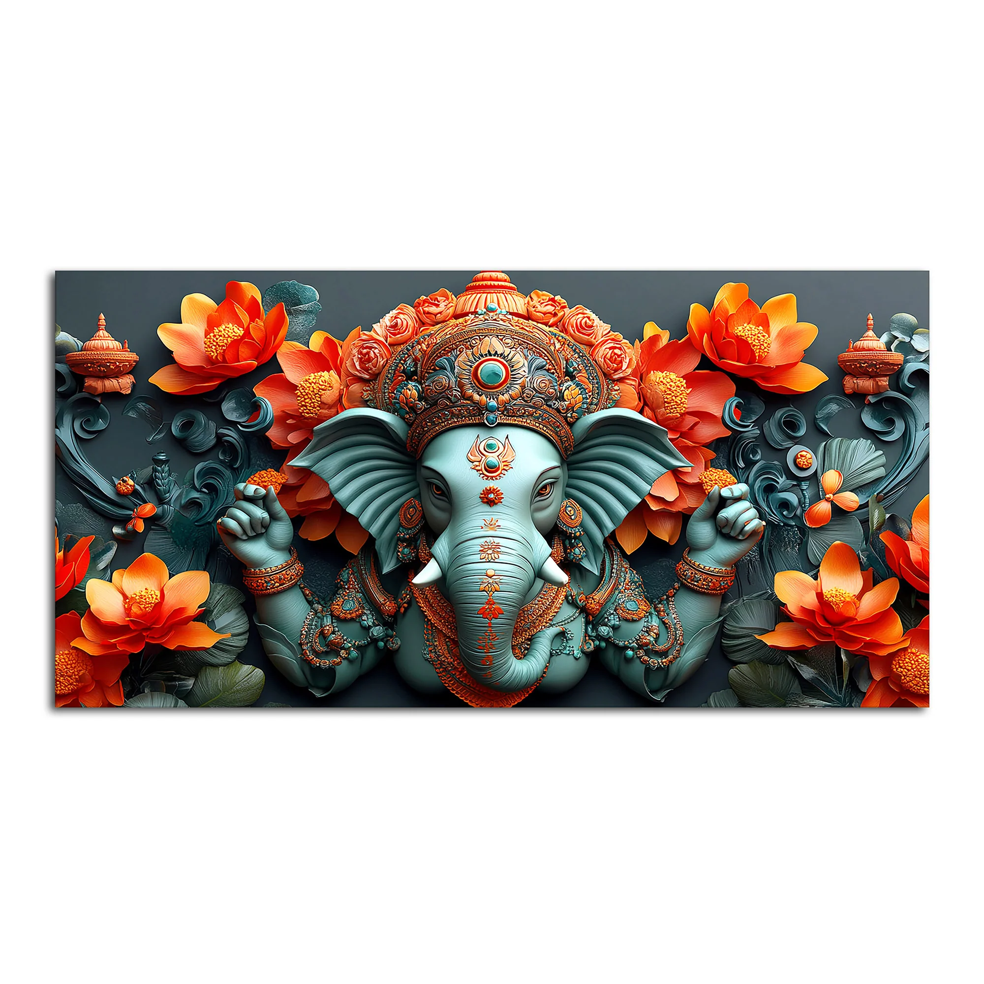 Lord Ganesha the Hindu God of Wisdom Canvas Wall Painting - Image 4