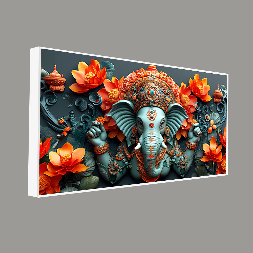 Lord Ganesha the Hindu God of Wisdom Canvas Wall Painting - Image 5