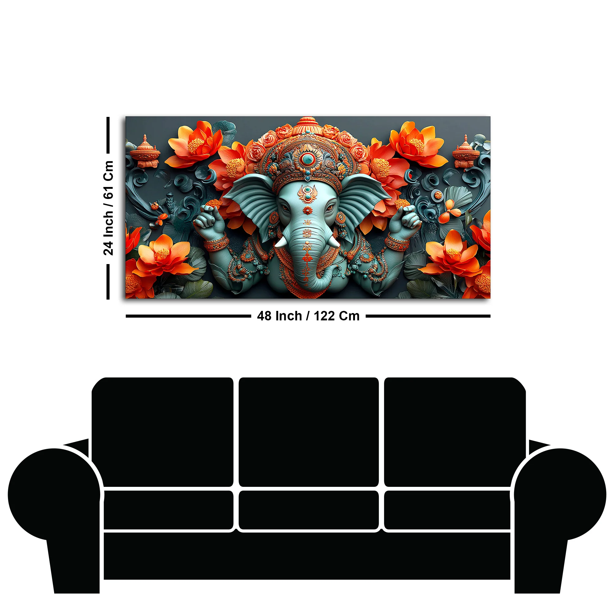 Lord Ganesha the Hindu God of Wisdom Canvas Wall Painting - Image 7