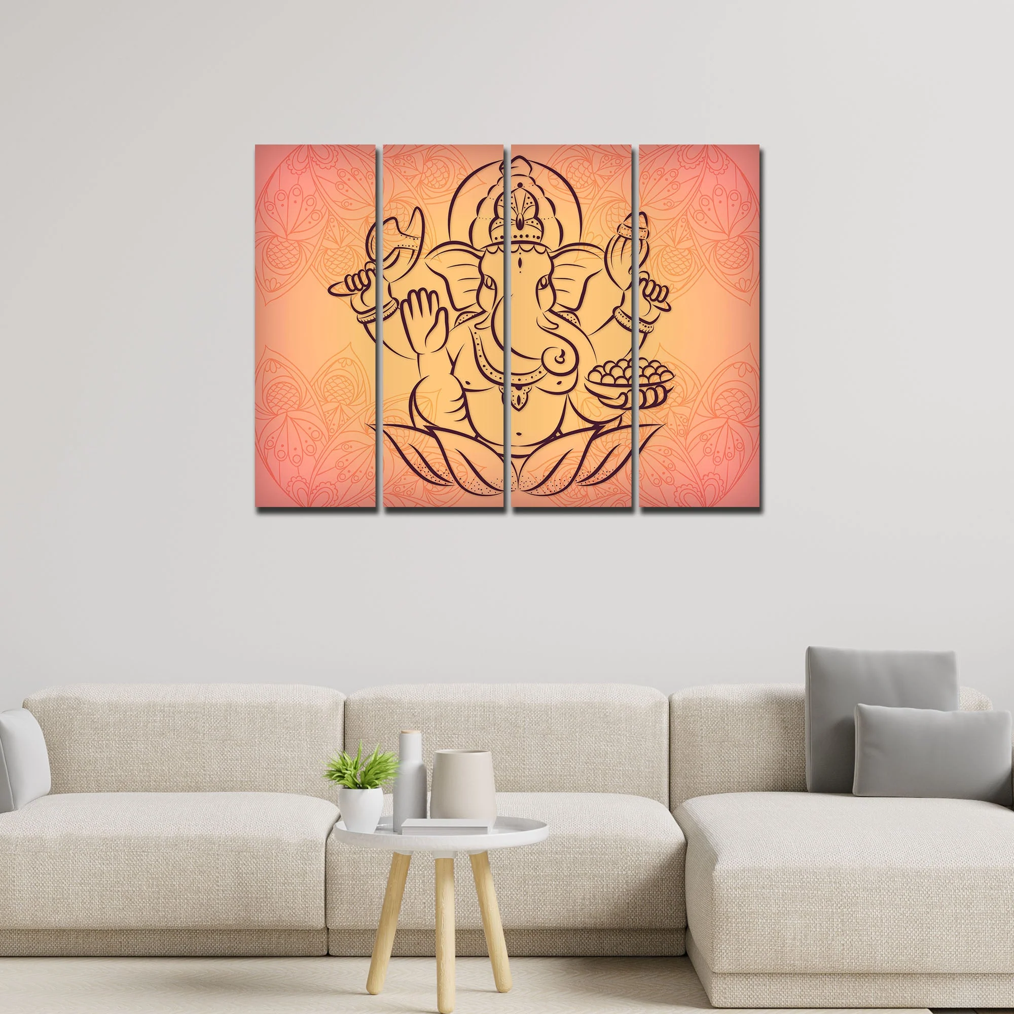 Lord Ganesha Wall Painting of 4 Panels - Image 2