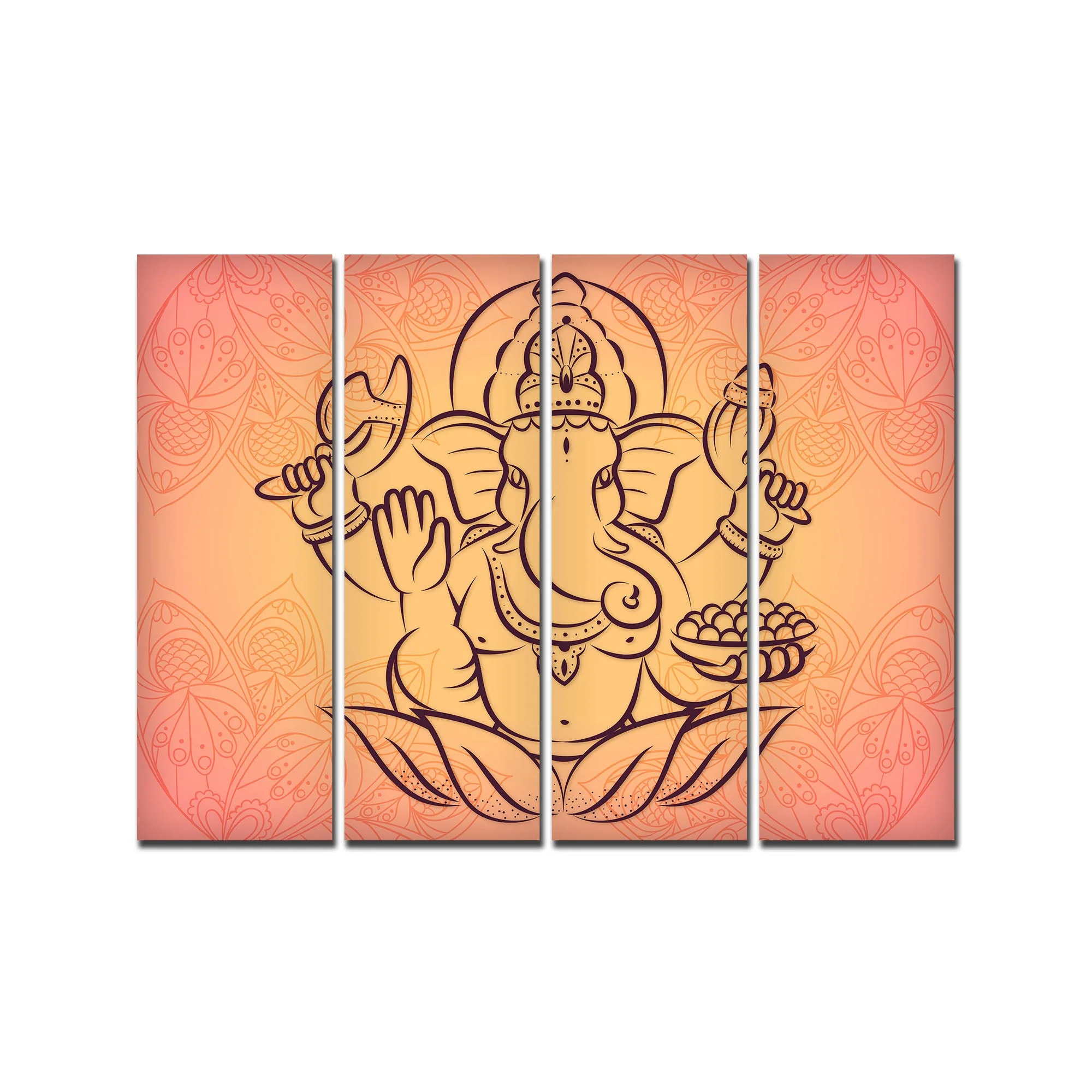 Lord Ganesha Wall Painting of 4 Panels - Image 4