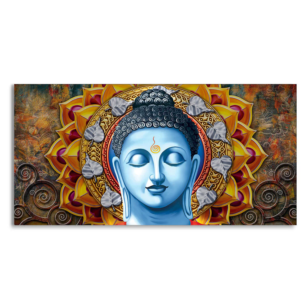 Lord Gautam Buddha Serene Face Canvas Wall Painting - Image 4